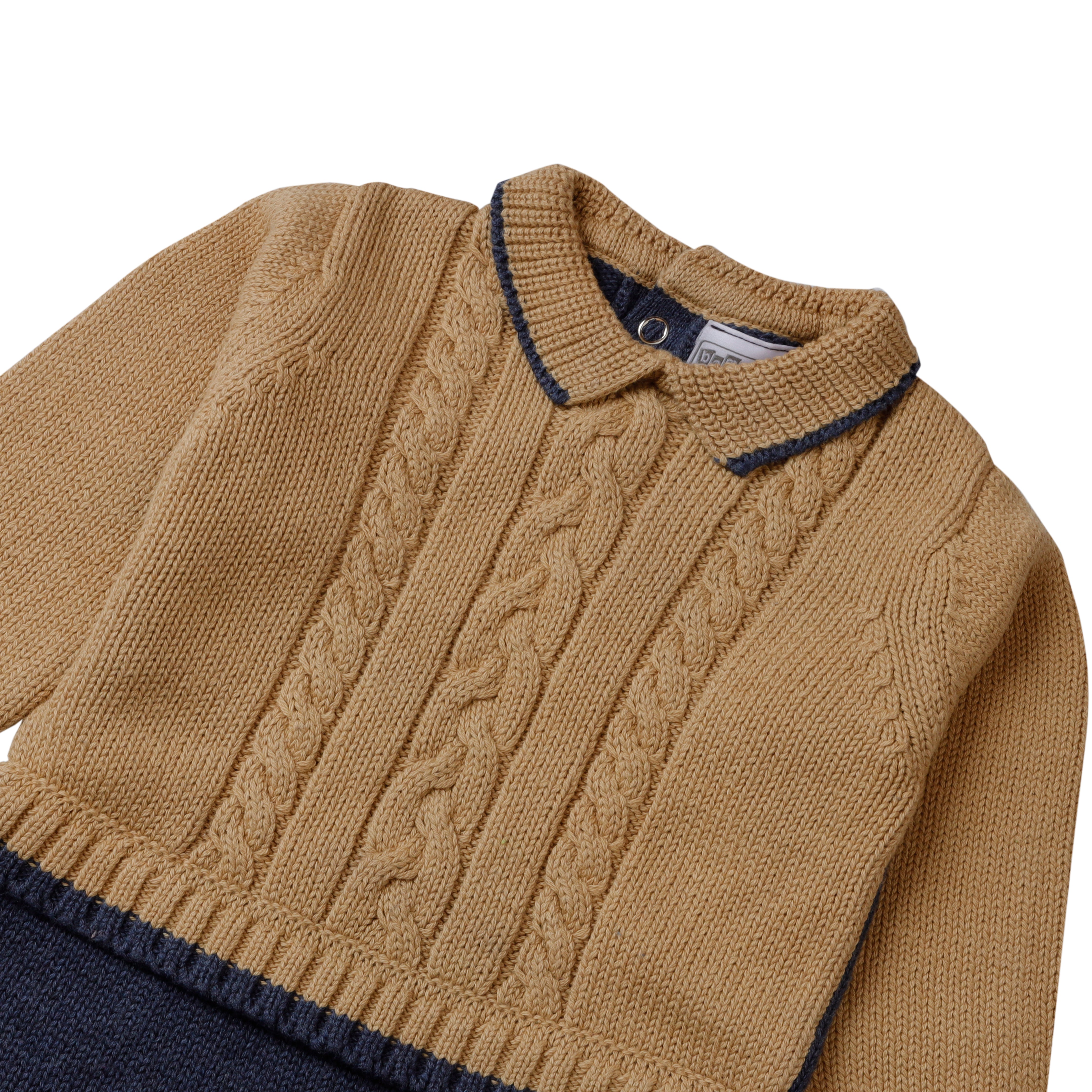 Romper Woolen Eartlhy Yellow & Faded Blue Infant