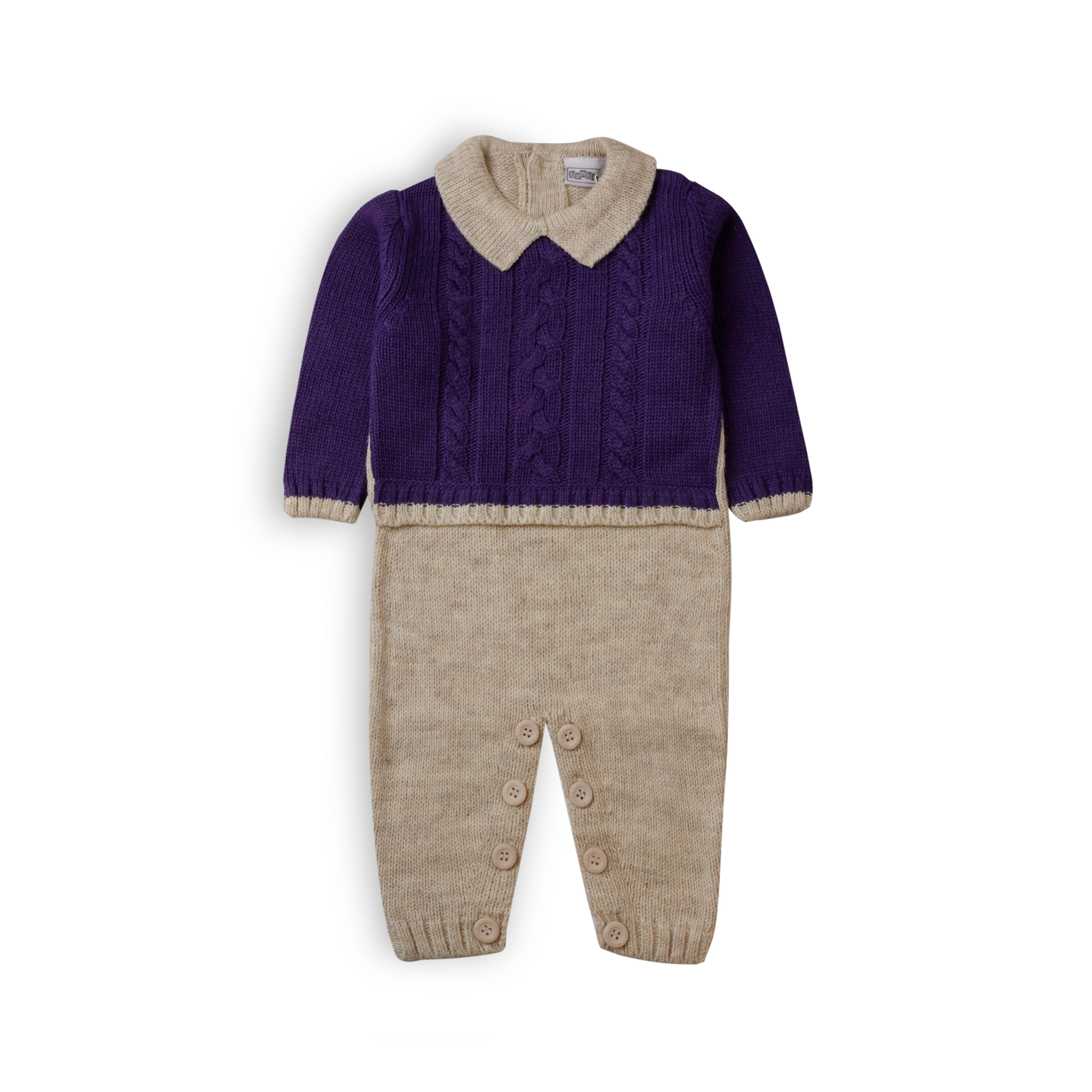 Romper Woolen Purple & Off White  Infant