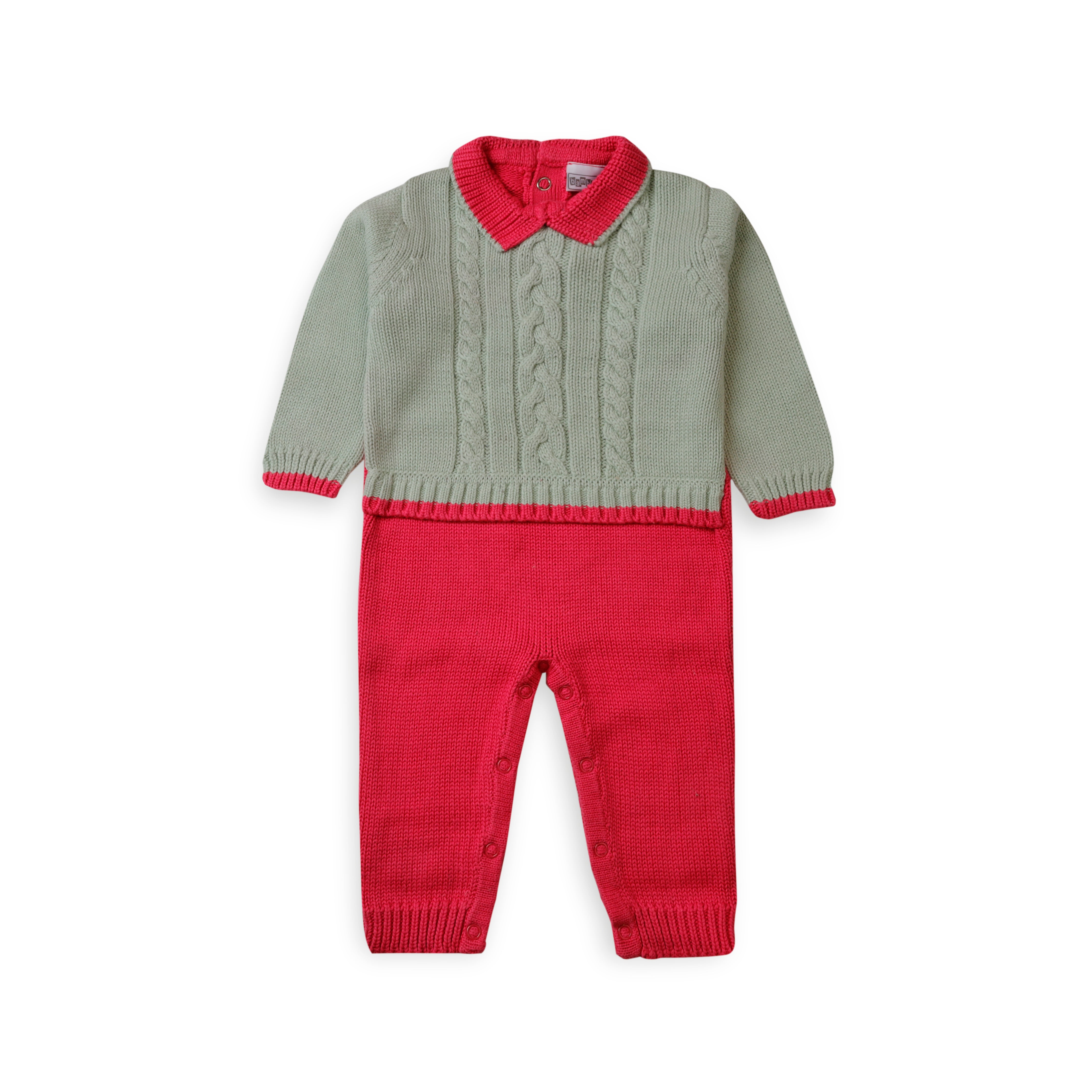 Romper Woolen Mint & Pink Infant