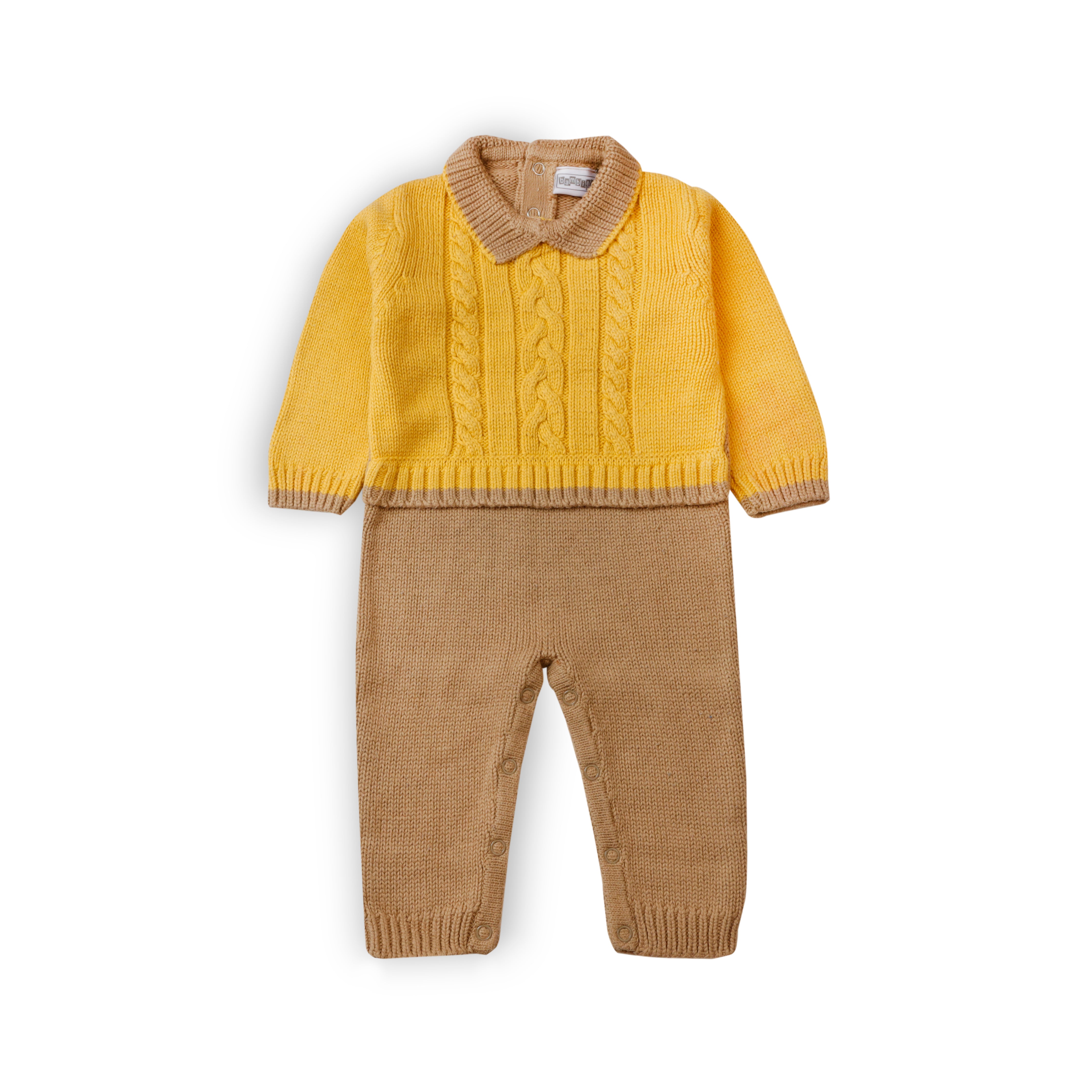 Romper Woolen Yellow & Light Brown Infant