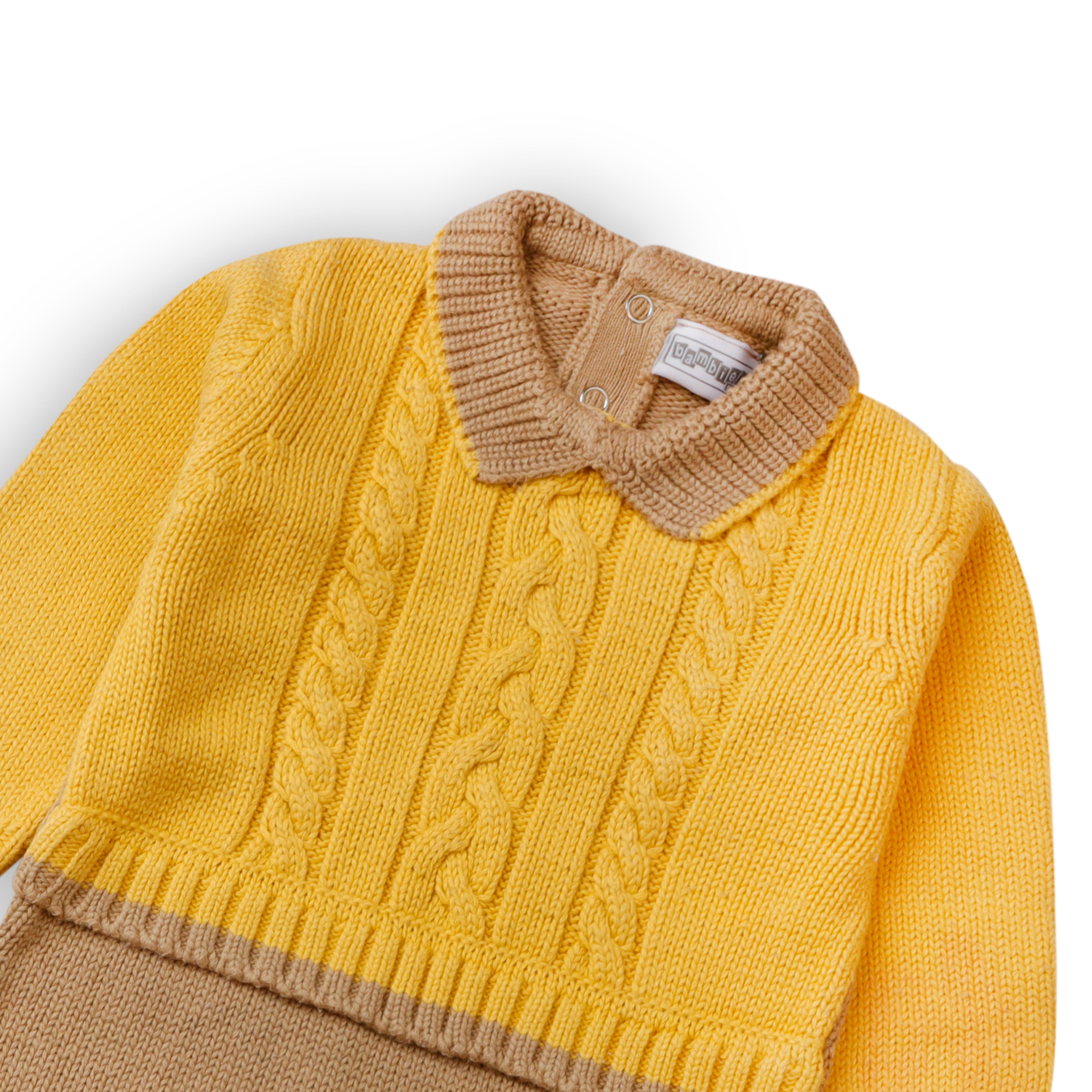 Romper Woolen Yellow & Light Brown Infant