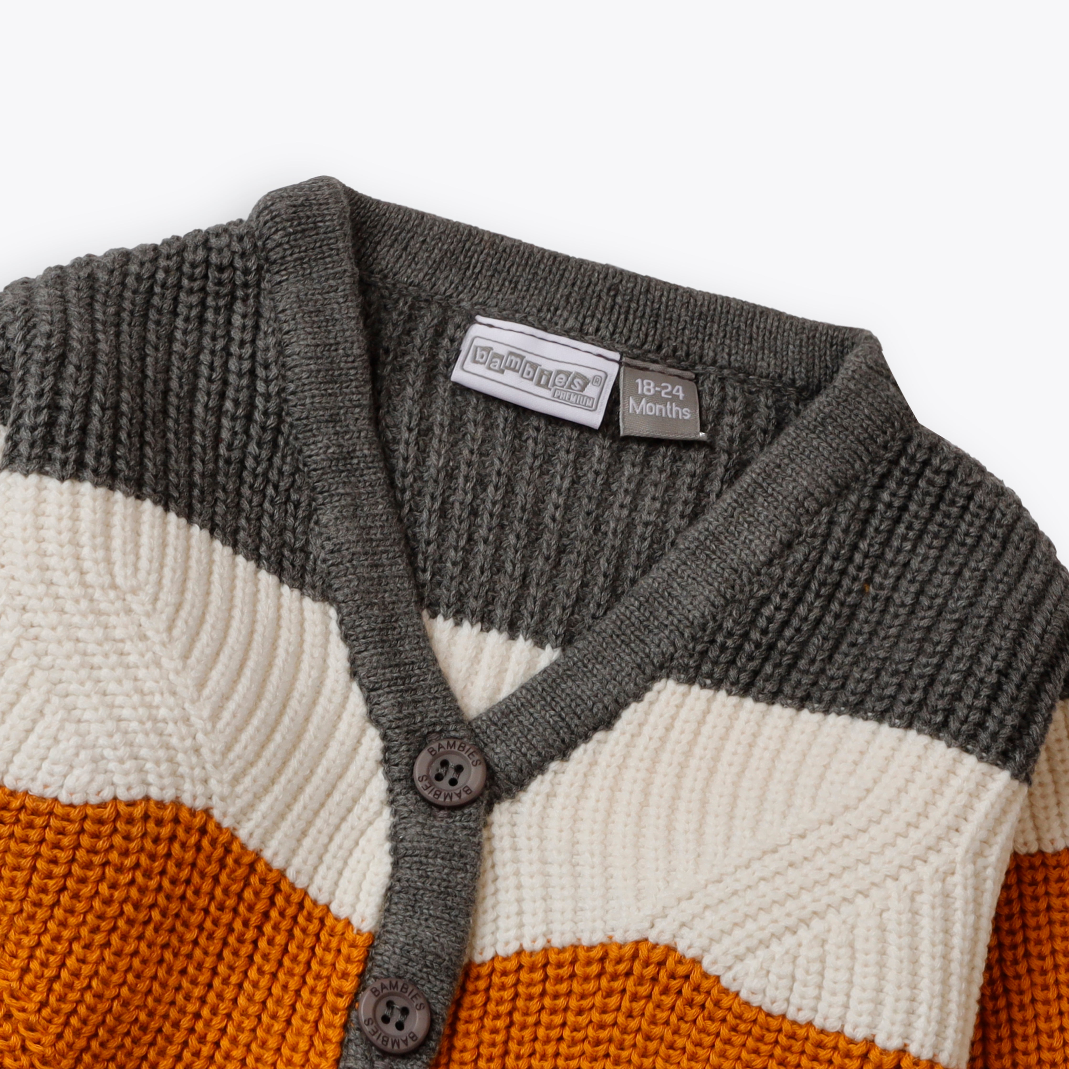 Sweater Button Down Stripes Grey Infant