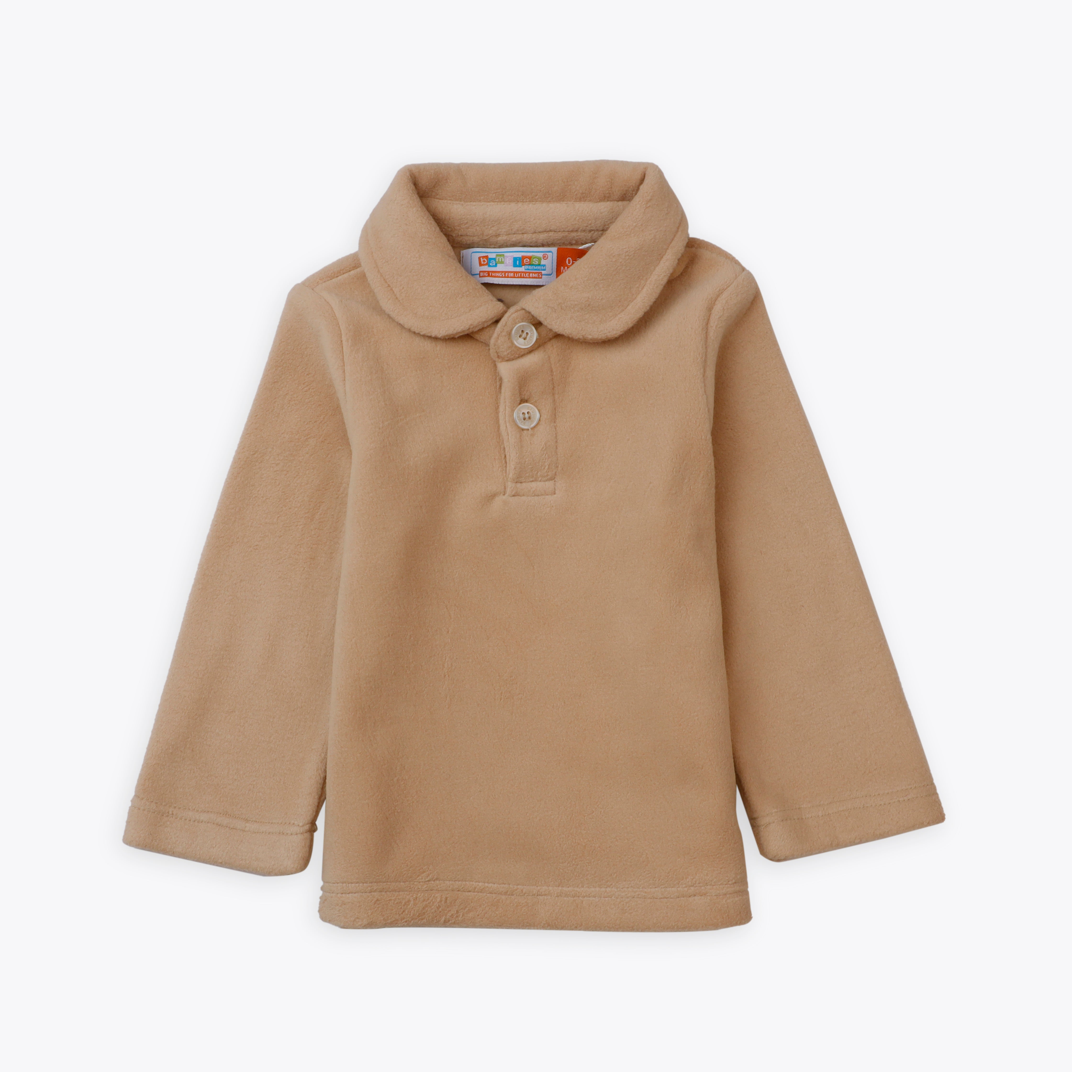 Shirt Collar Style Beige Infant