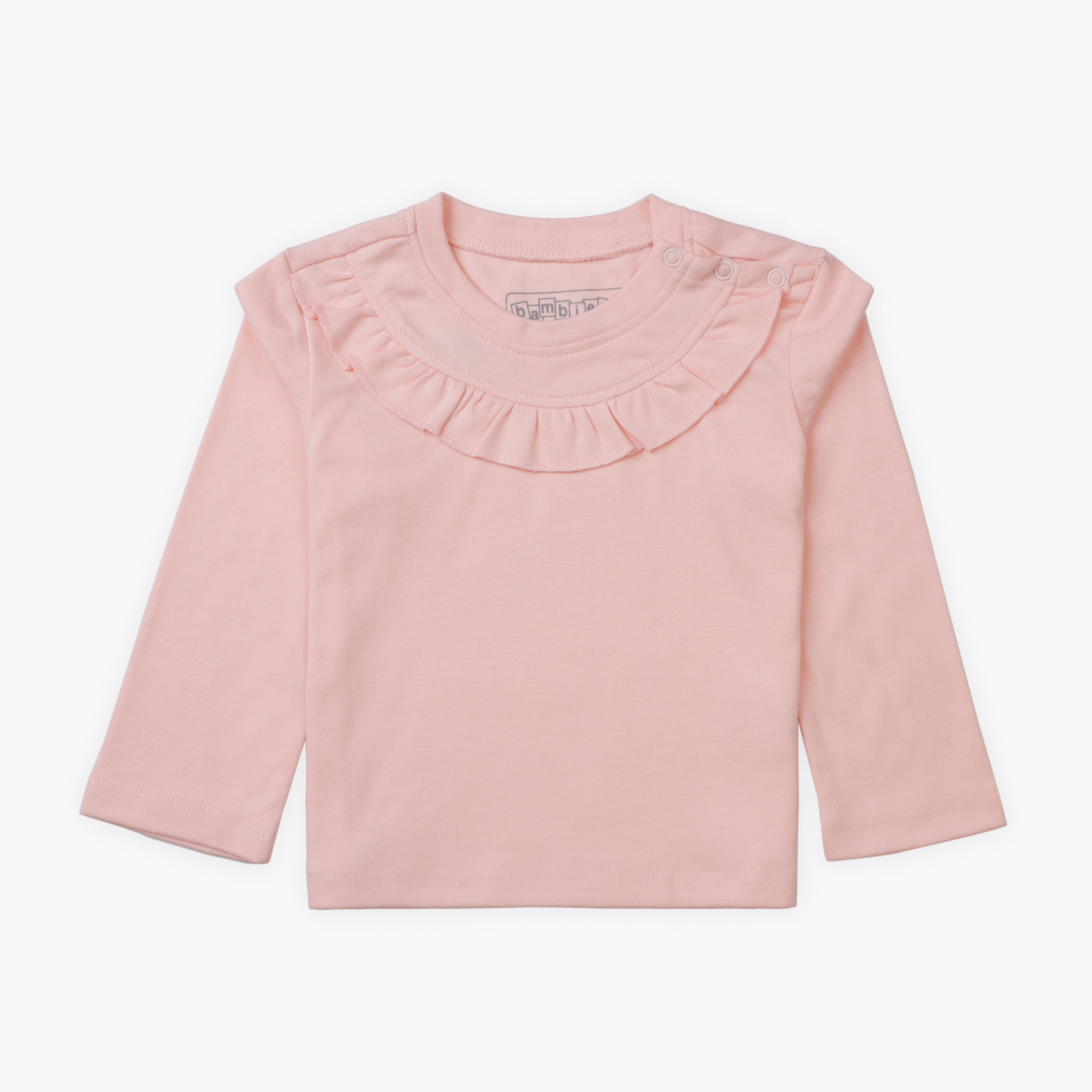 T Shirt Frill Neck Pink Infant