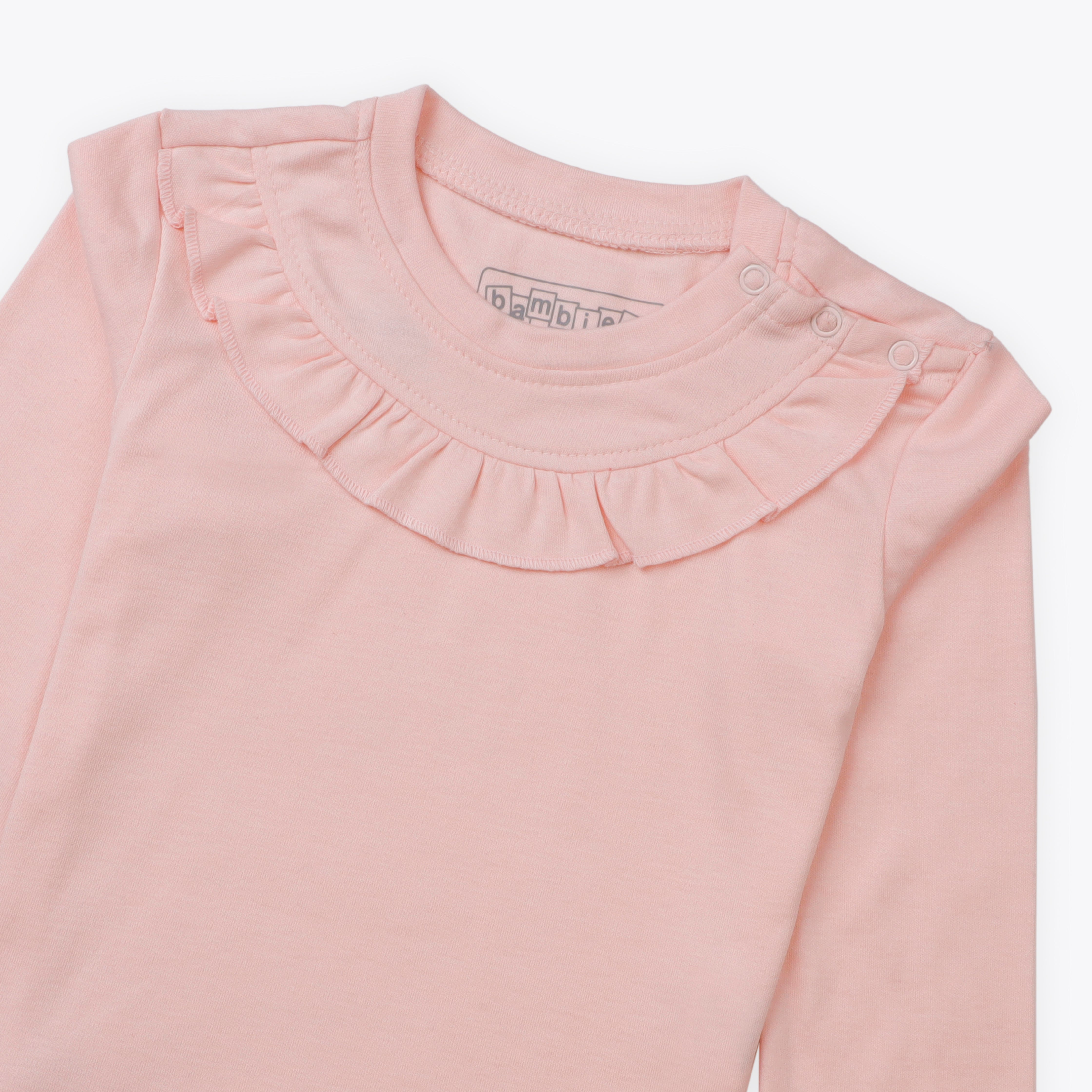 T Shirt Frill Neck Pink Infant