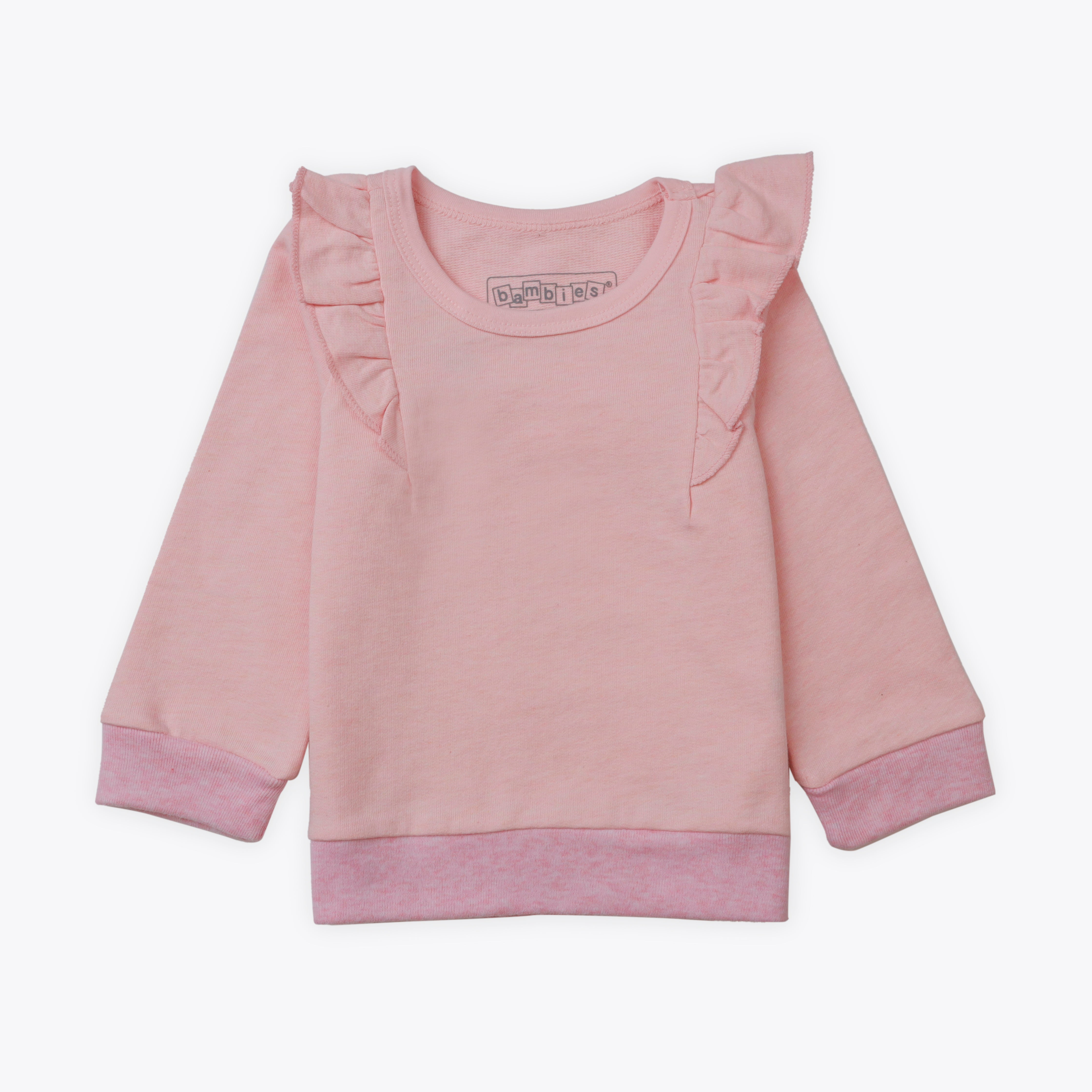 Sweatshirt Girls Frill Shoulder Pink Infant