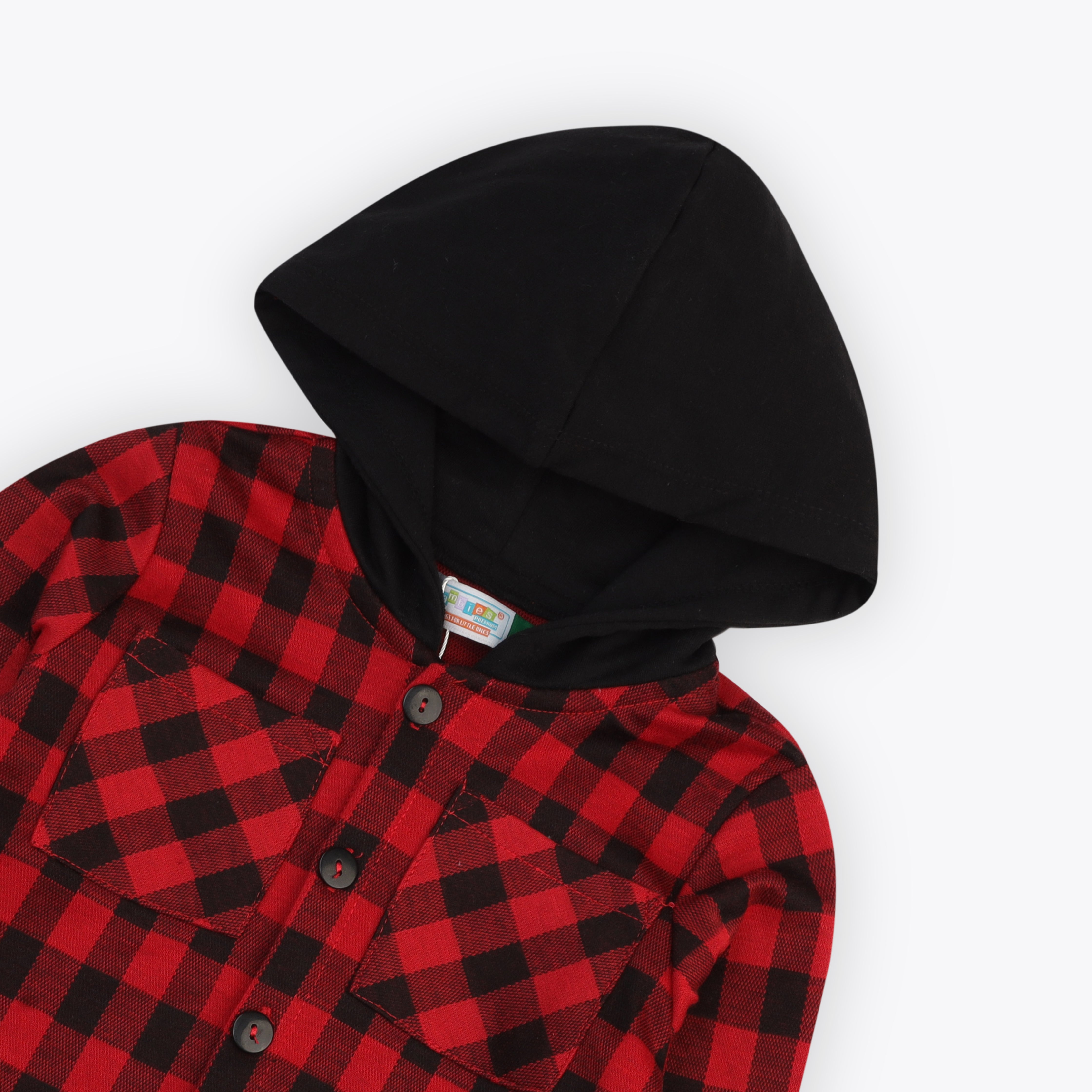 Shirt Hoodie contras Red Check Infant