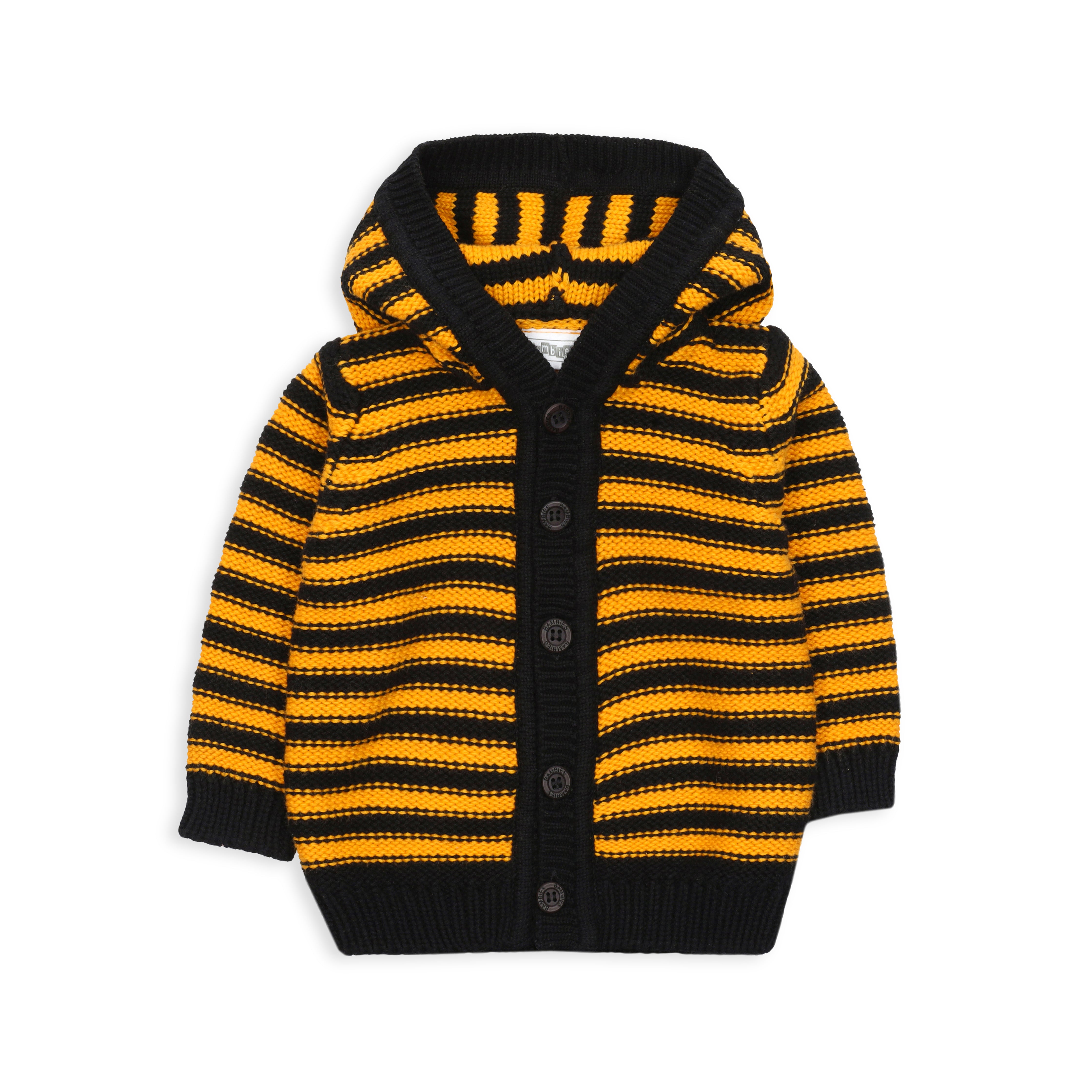 Sweater Hooded Black Yellow Base Stripes