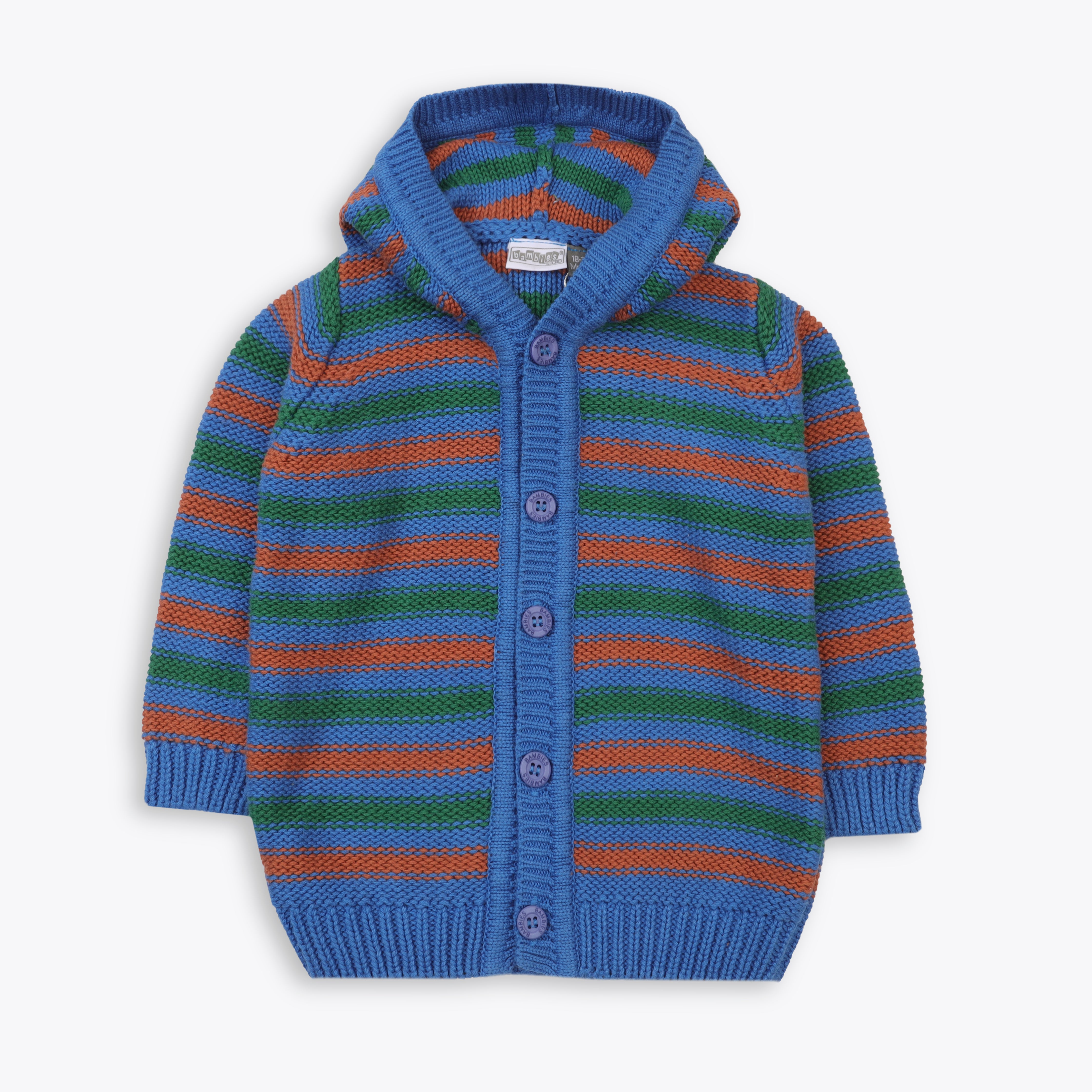 Sweater Hooded Blue Base Stripes
