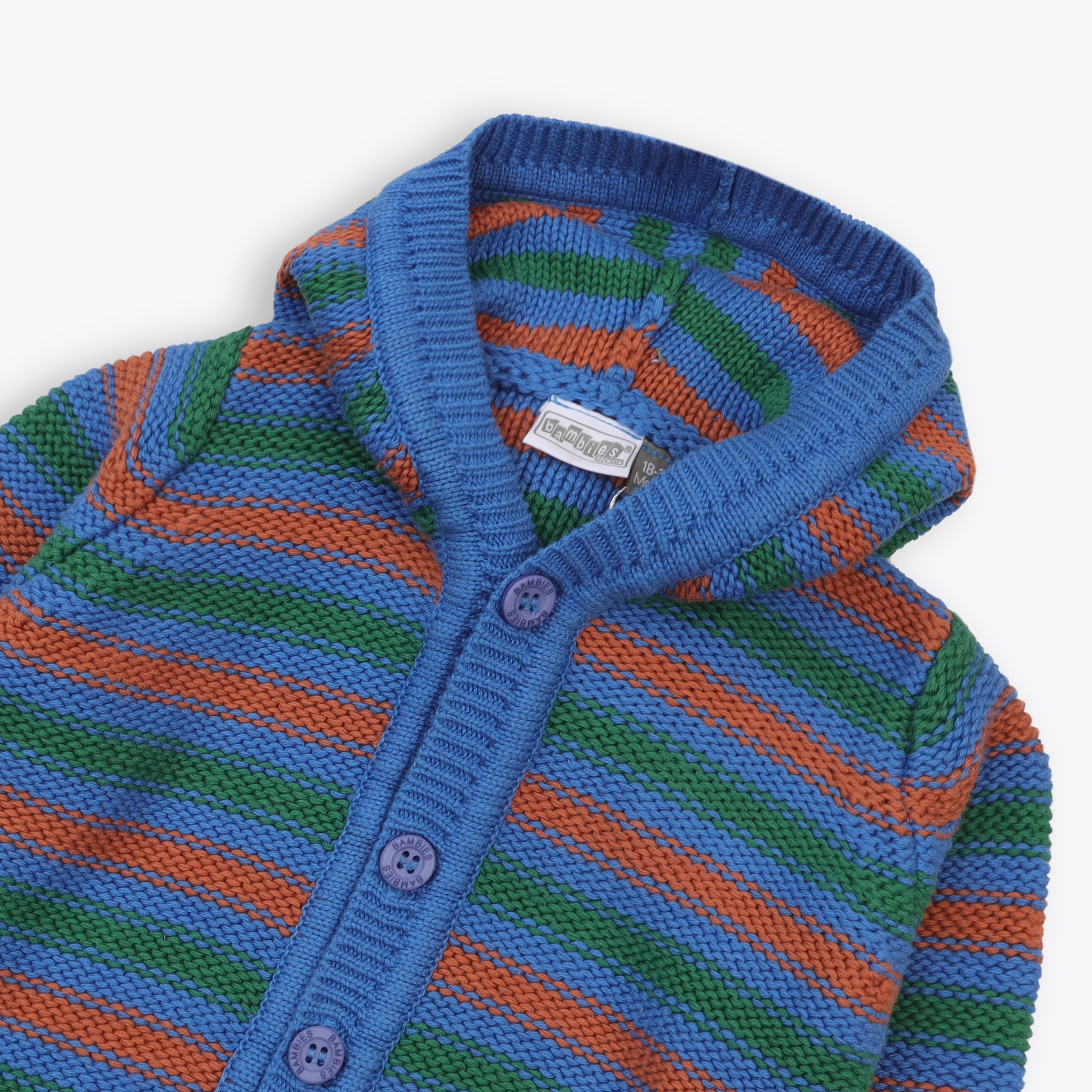 Sweater Hooded Blue Base Stripes