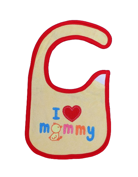 Zubaida's Bib Yellow and Red I Love Mommy Theme - Zubaidas Officialâ„¢