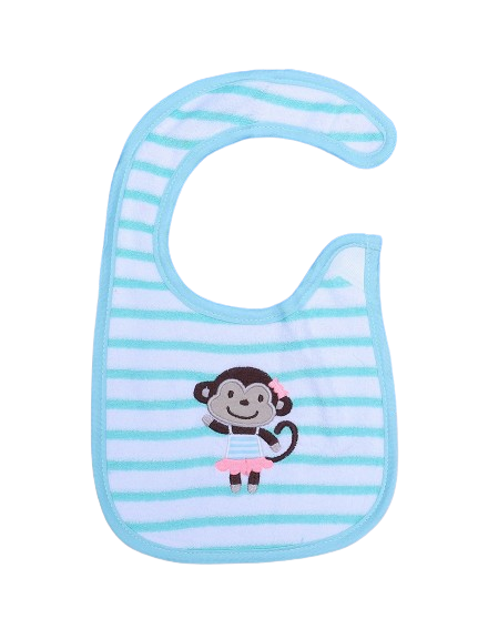 Zubaida's Bib Mint Blue White Monkey Theme - Zubaidas Officialâ„¢