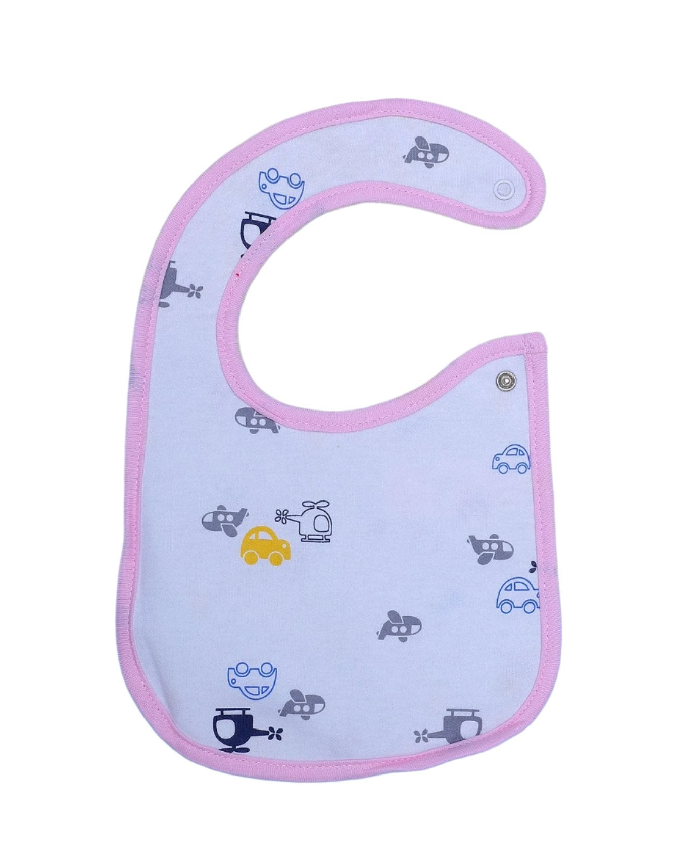 Zubaida's Bib White & Pink with Vehicles Theme - Zubaidas Official™