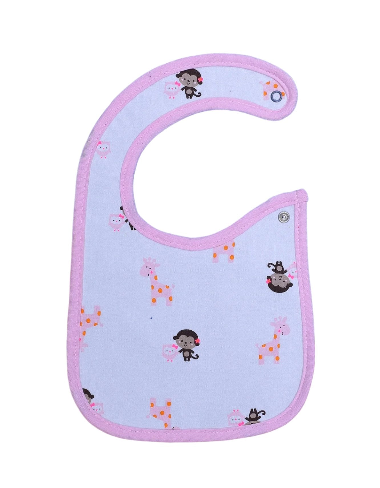 Zubaida's Bib Monkey and Giraffe Light Pink Border - Zubaidas Official™