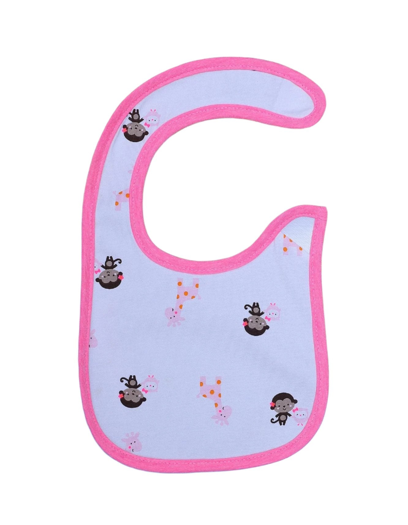Zubaida's Bib Monkey and Giraffe Light Pink Border - Zubaidas Official™