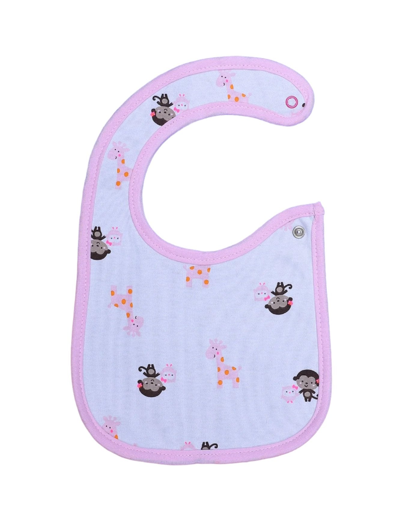 Zubaida's Bib White with Printed Monkeys and Pink Giraffe - Zubaidas Official™