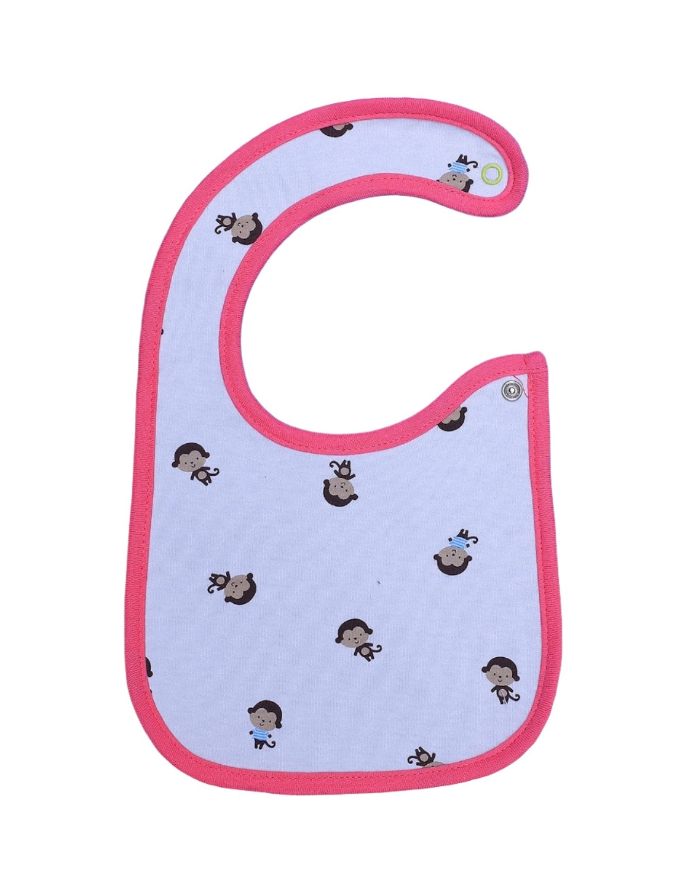 Zubaida's Bib Pink & White with Monkeys Theme - Zubaidas Official™