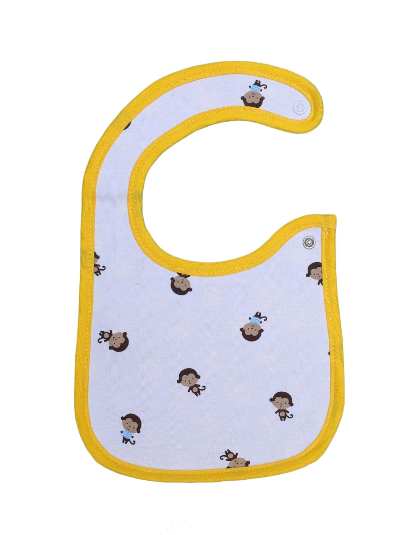 Zubaida's Bib White with Printed Monkeys and Yellow Border - Zubaidas Official™