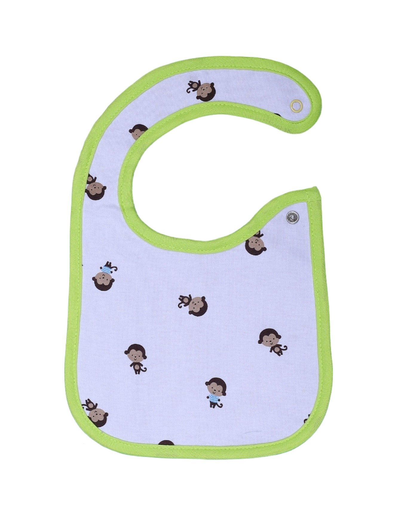 Zubaida's Bib White & Neon Green with Monkeys Theme - Zubaidas Official™