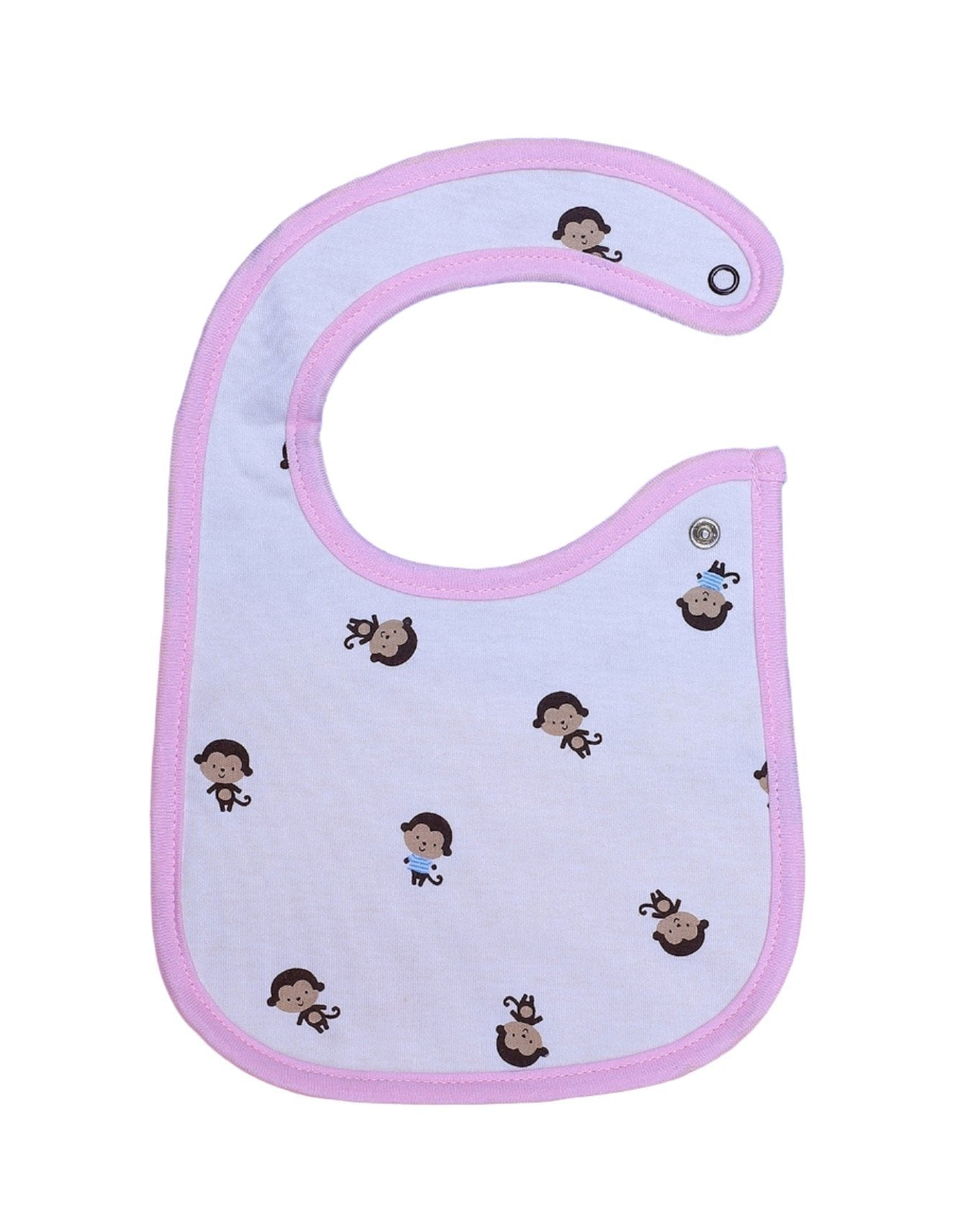 Zubaida's Bib White & Pink with Monkeys Theme - Zubaidas Official™