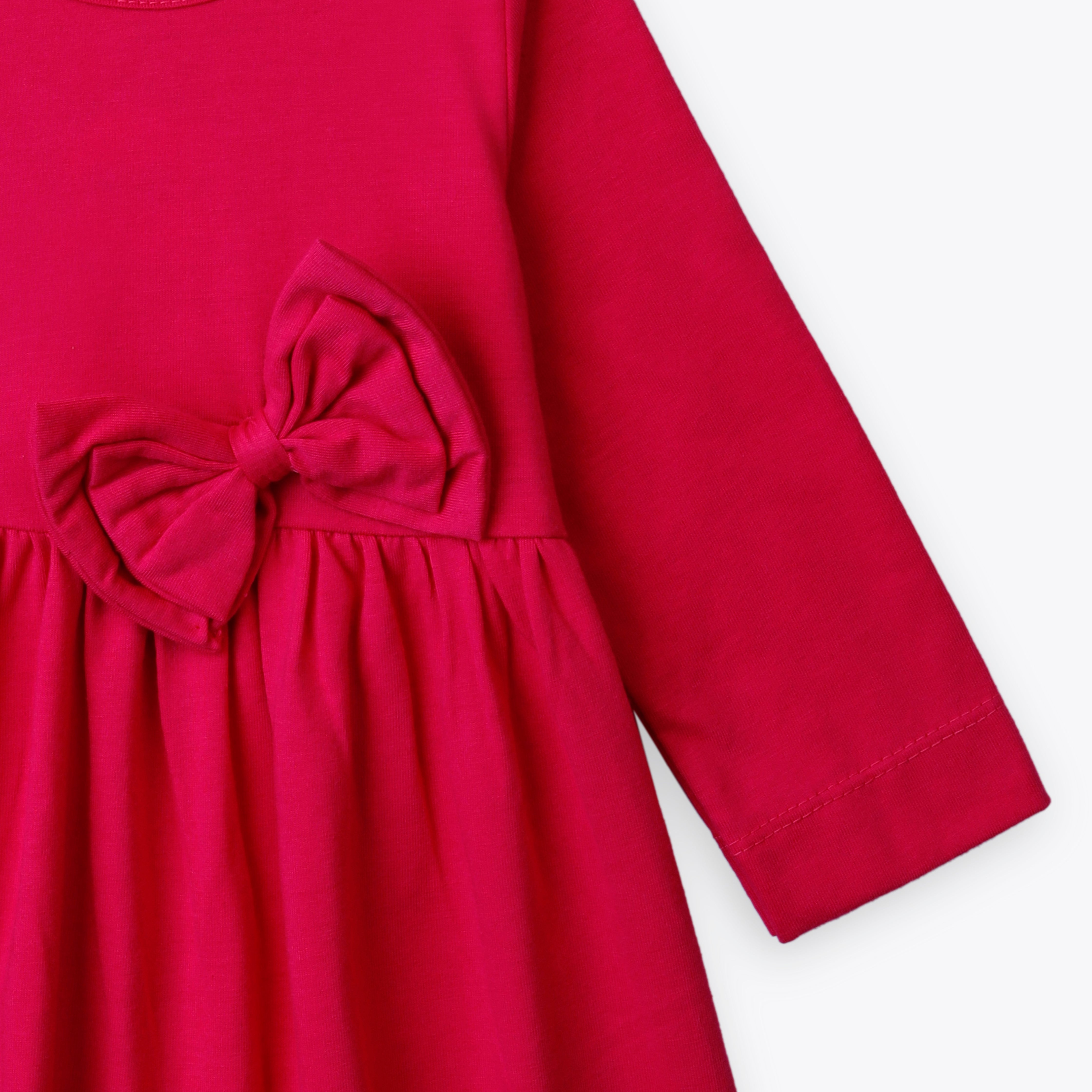 Frock Pleated With Bow Pink