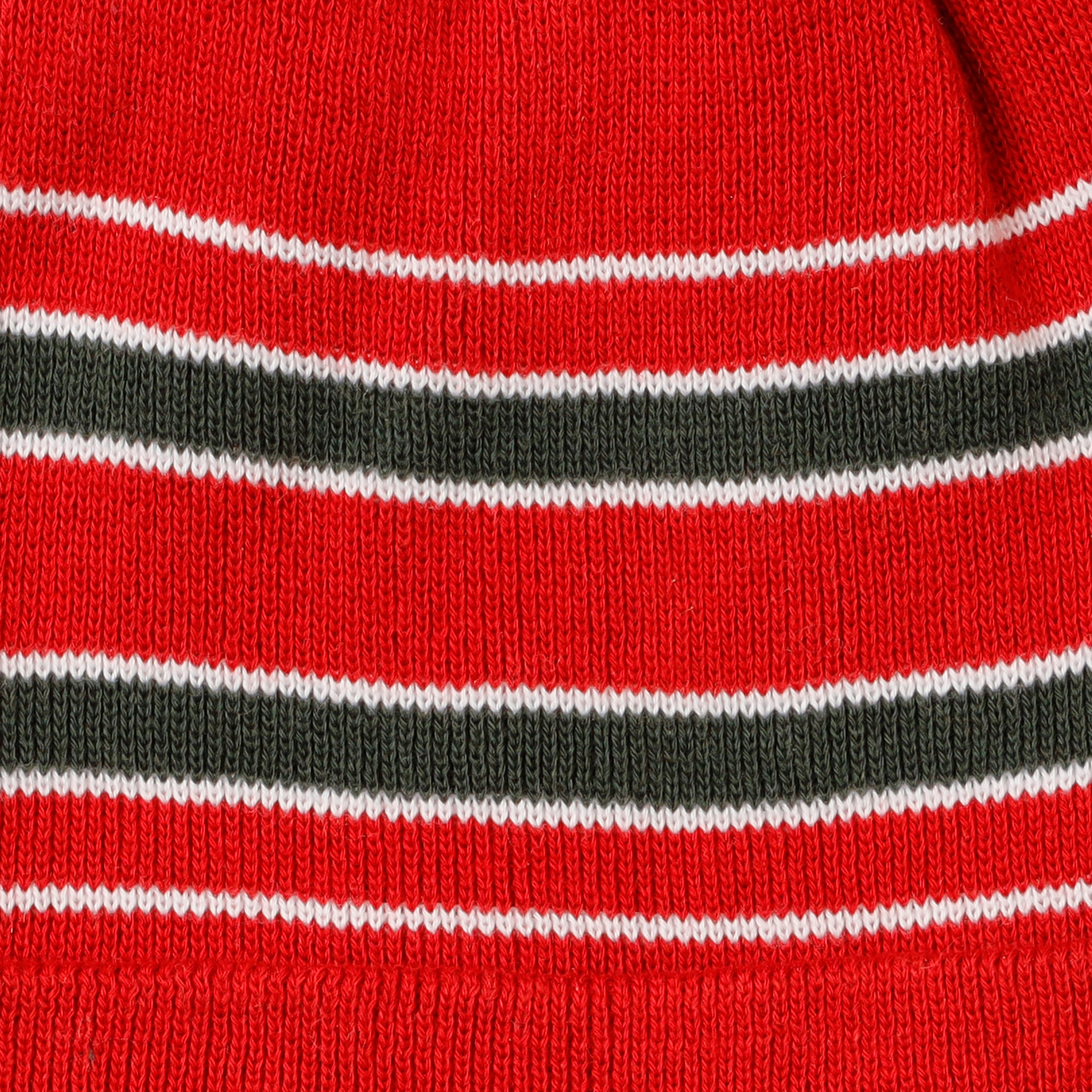 Caps Woolen Red Base With Stripes