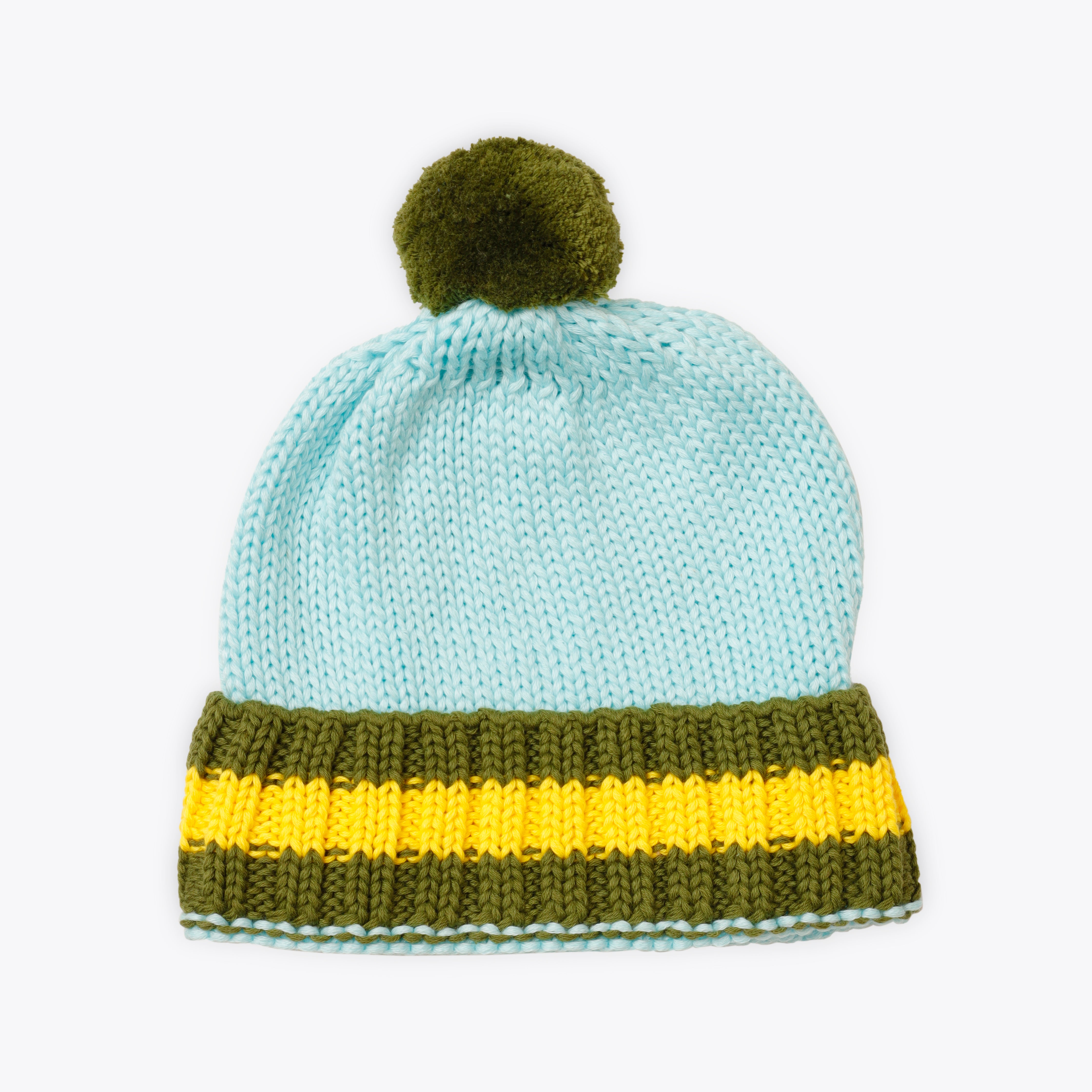 Caps Woolen Sky Blue with Stripes