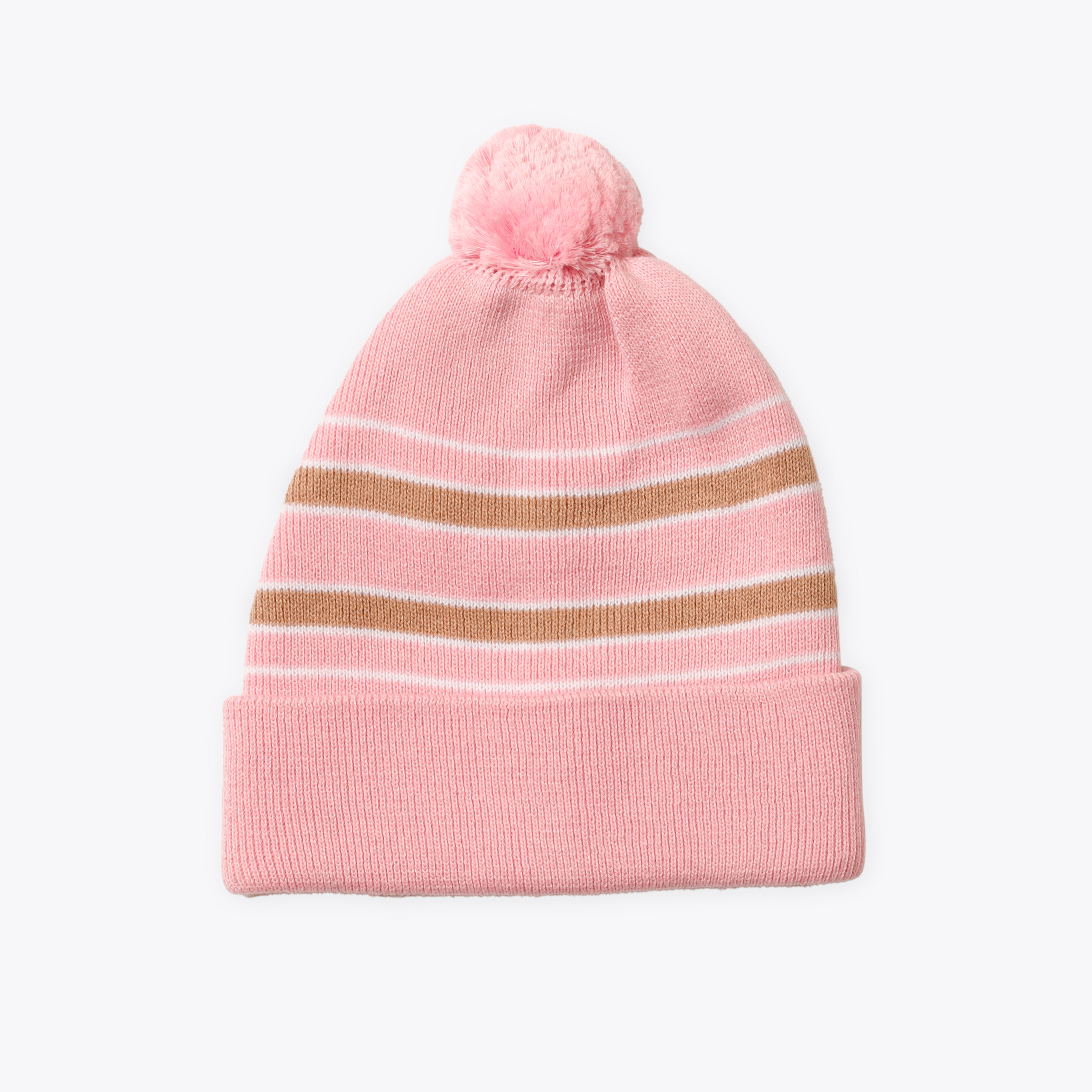Caps Woolen Pink Base With Stripes