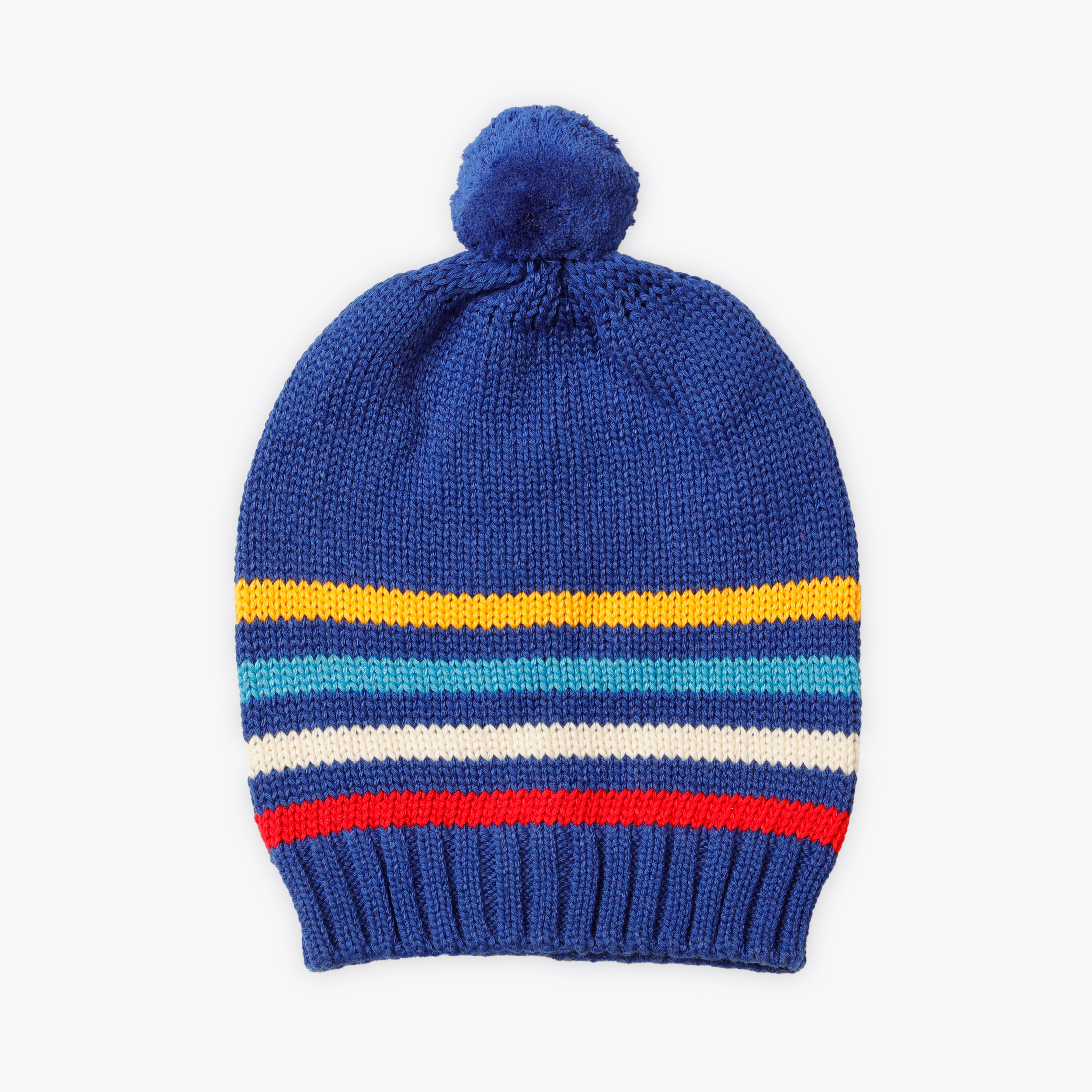 Caps Woolen Blue with Stripes