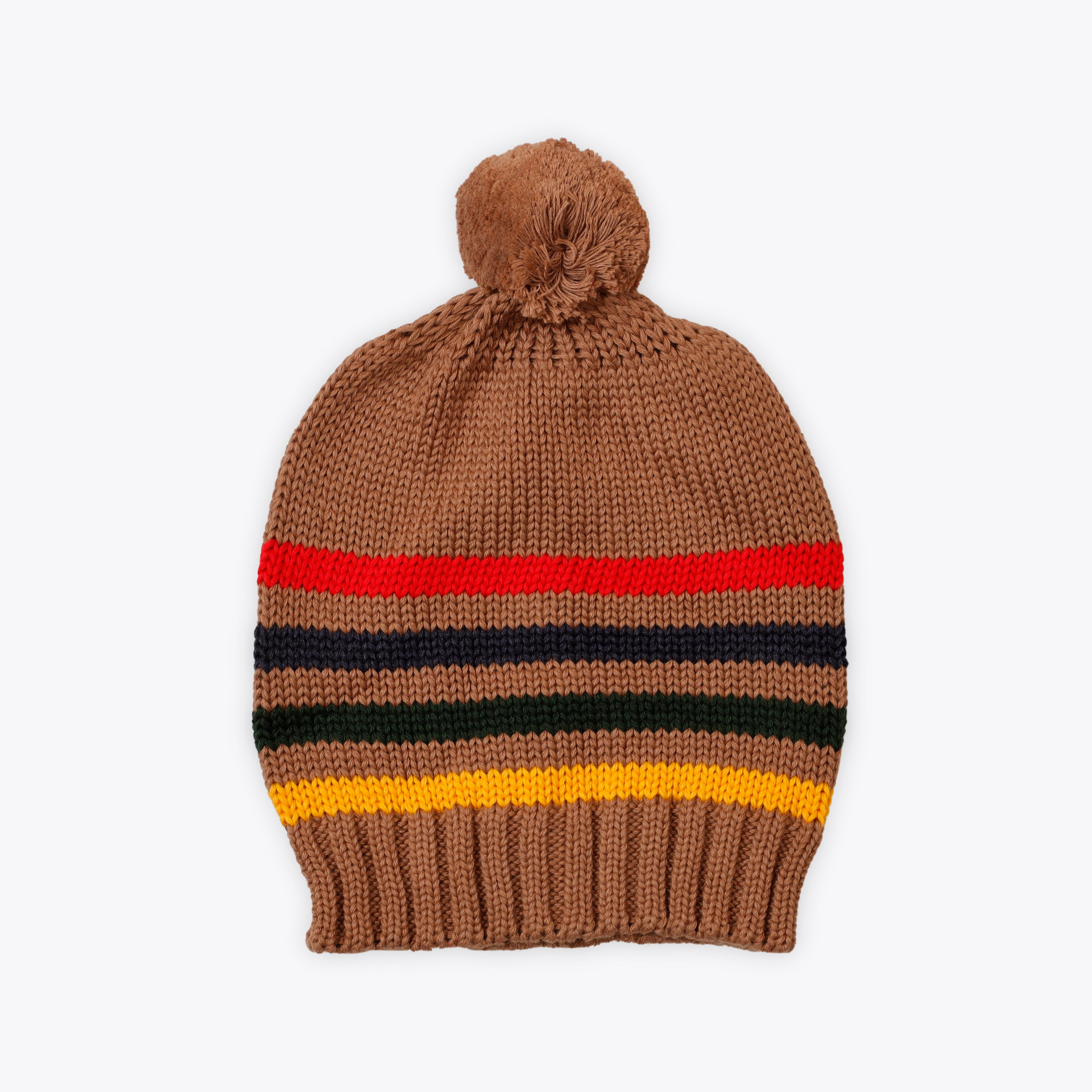Caps Woolen Black Base with Stripes