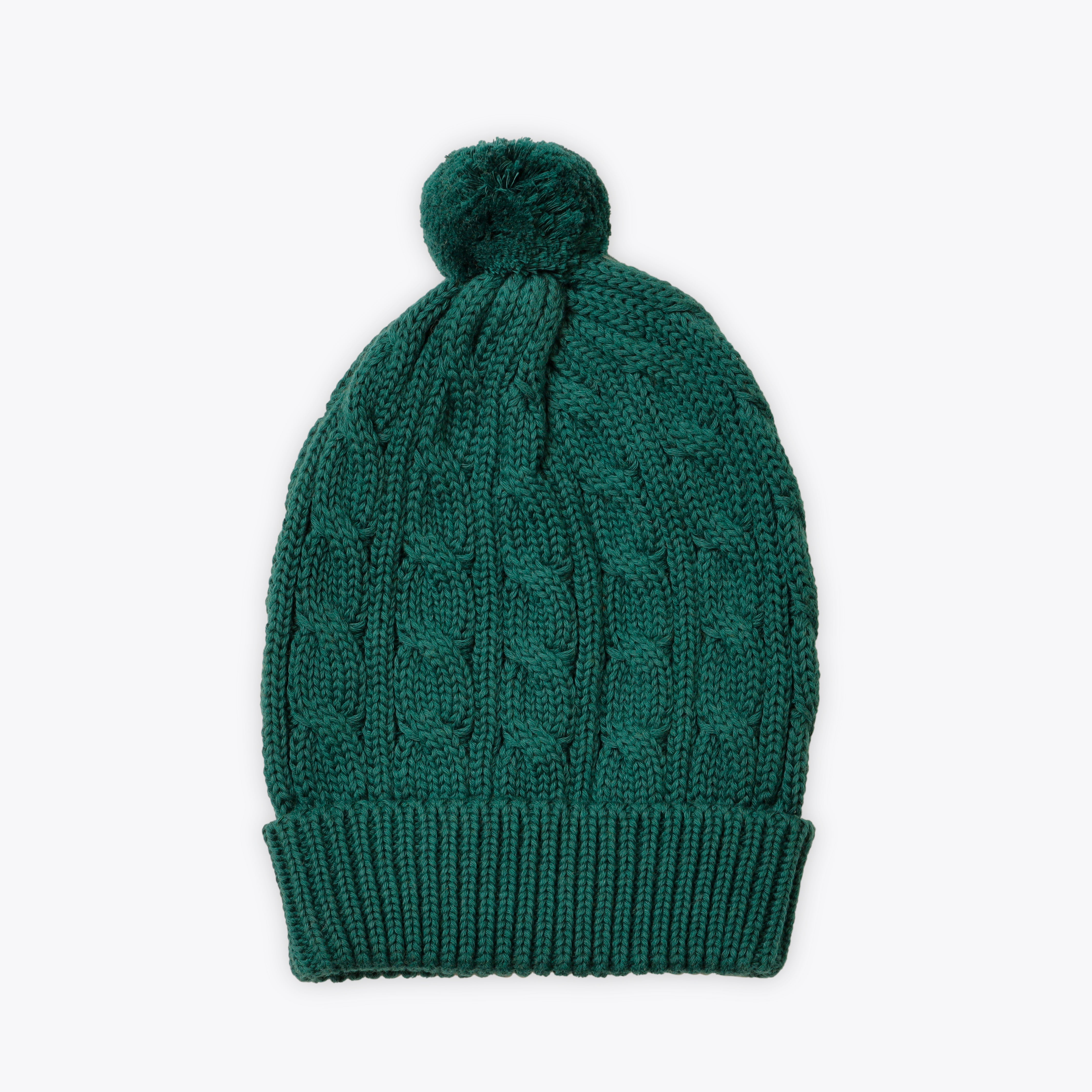 Caps Woolen Dark Green Stripes