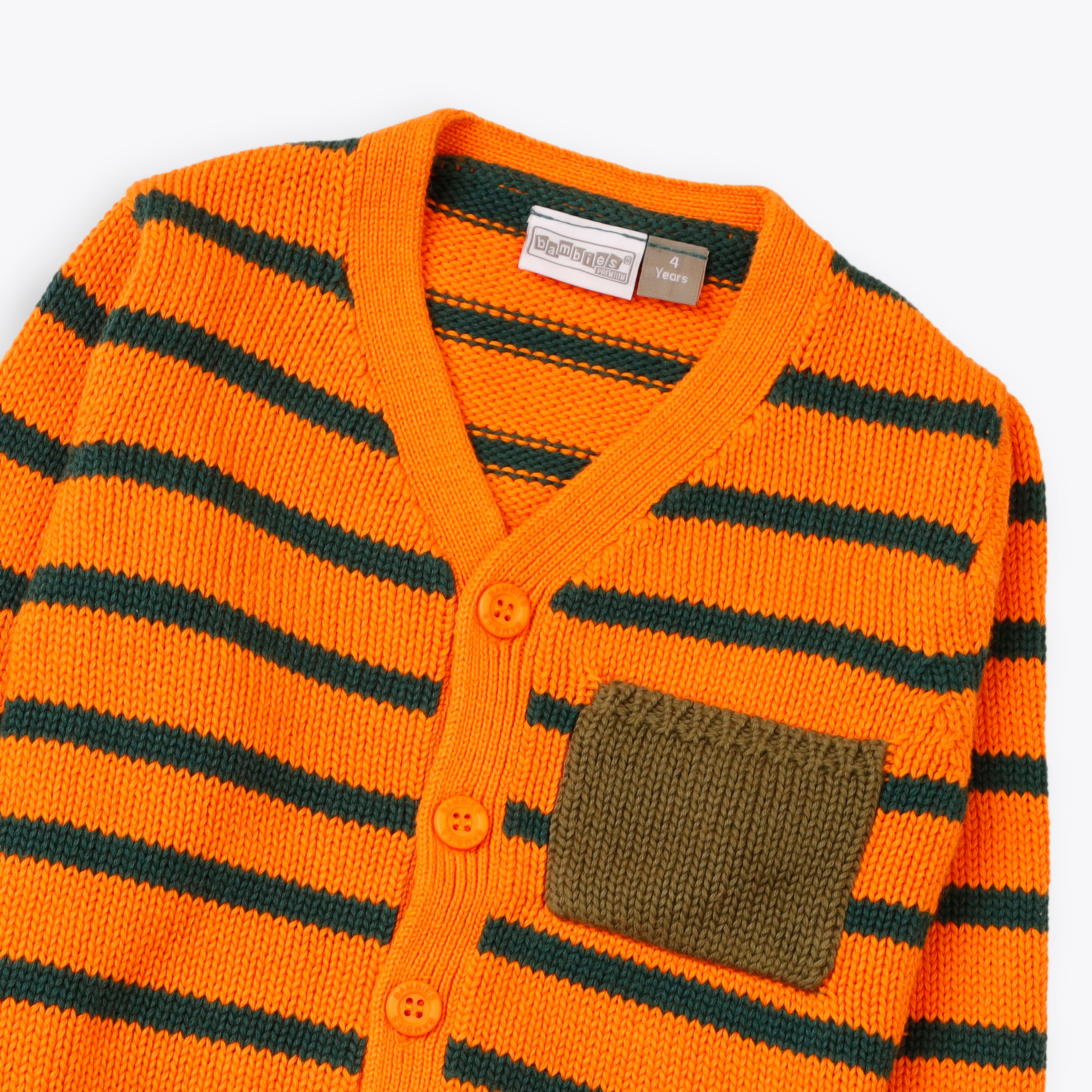 Sweater Fornt Button Down Orange Toddler