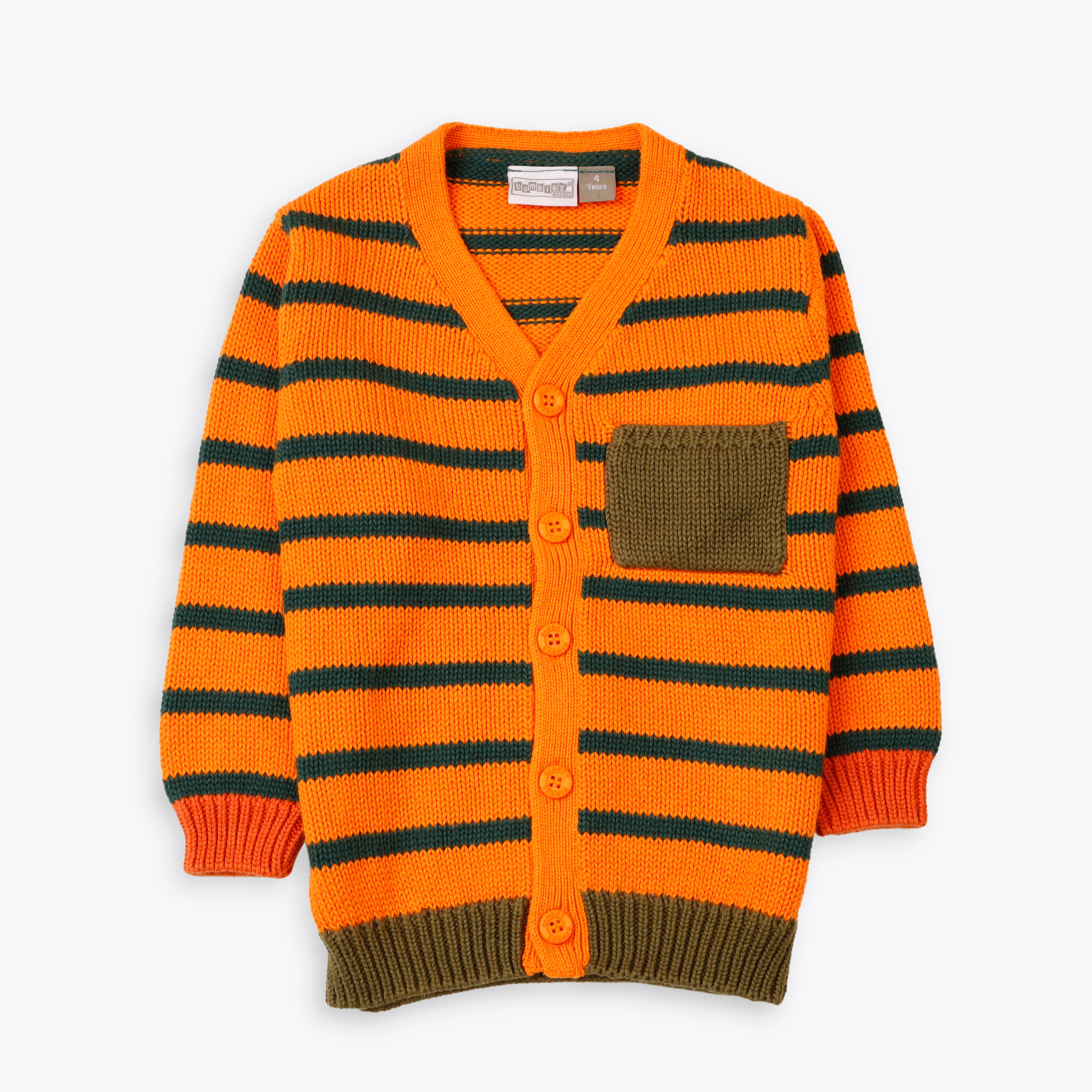 Sweater Fornt Button Down Orange Toddler