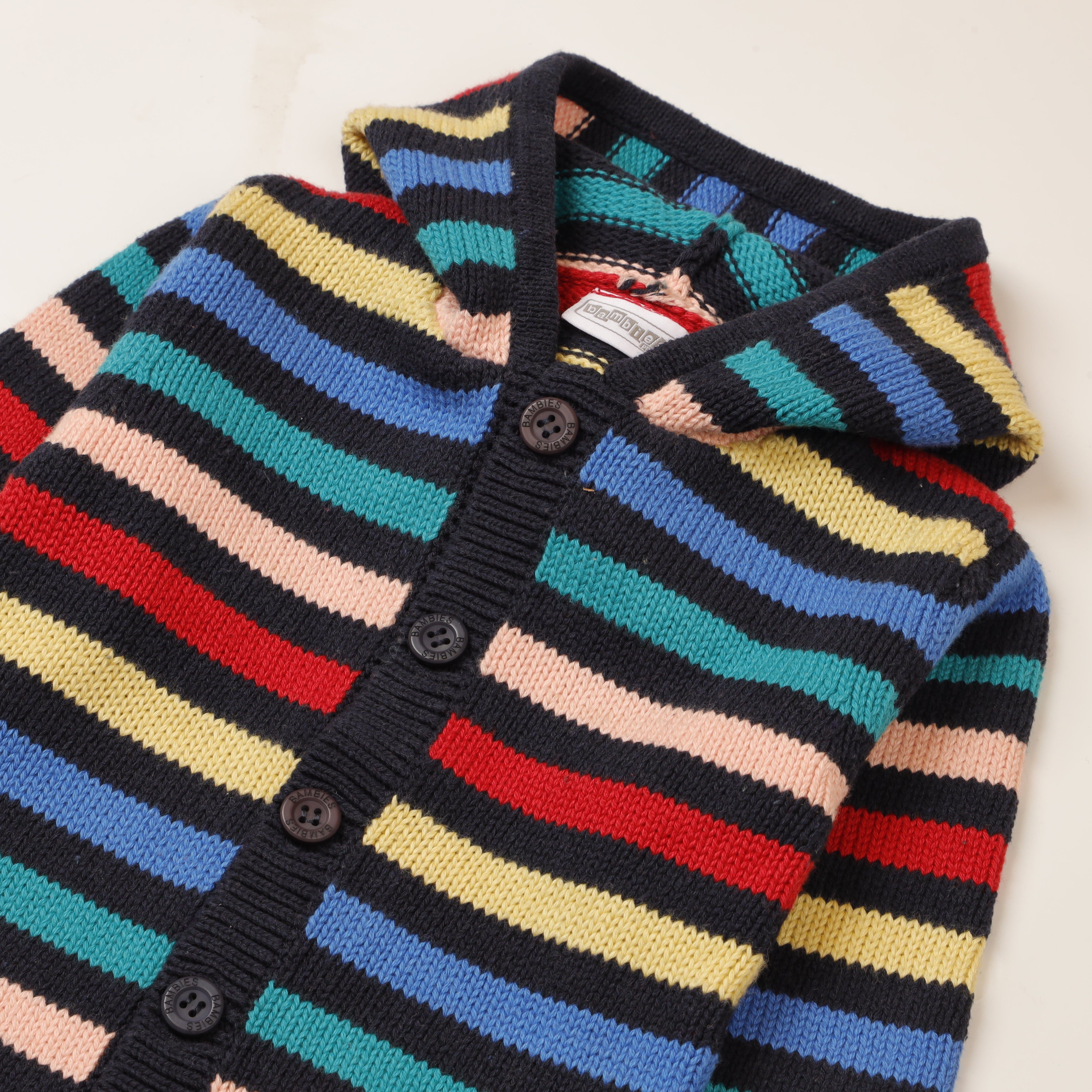 Romper Hooded Black Multi Stripes Infant