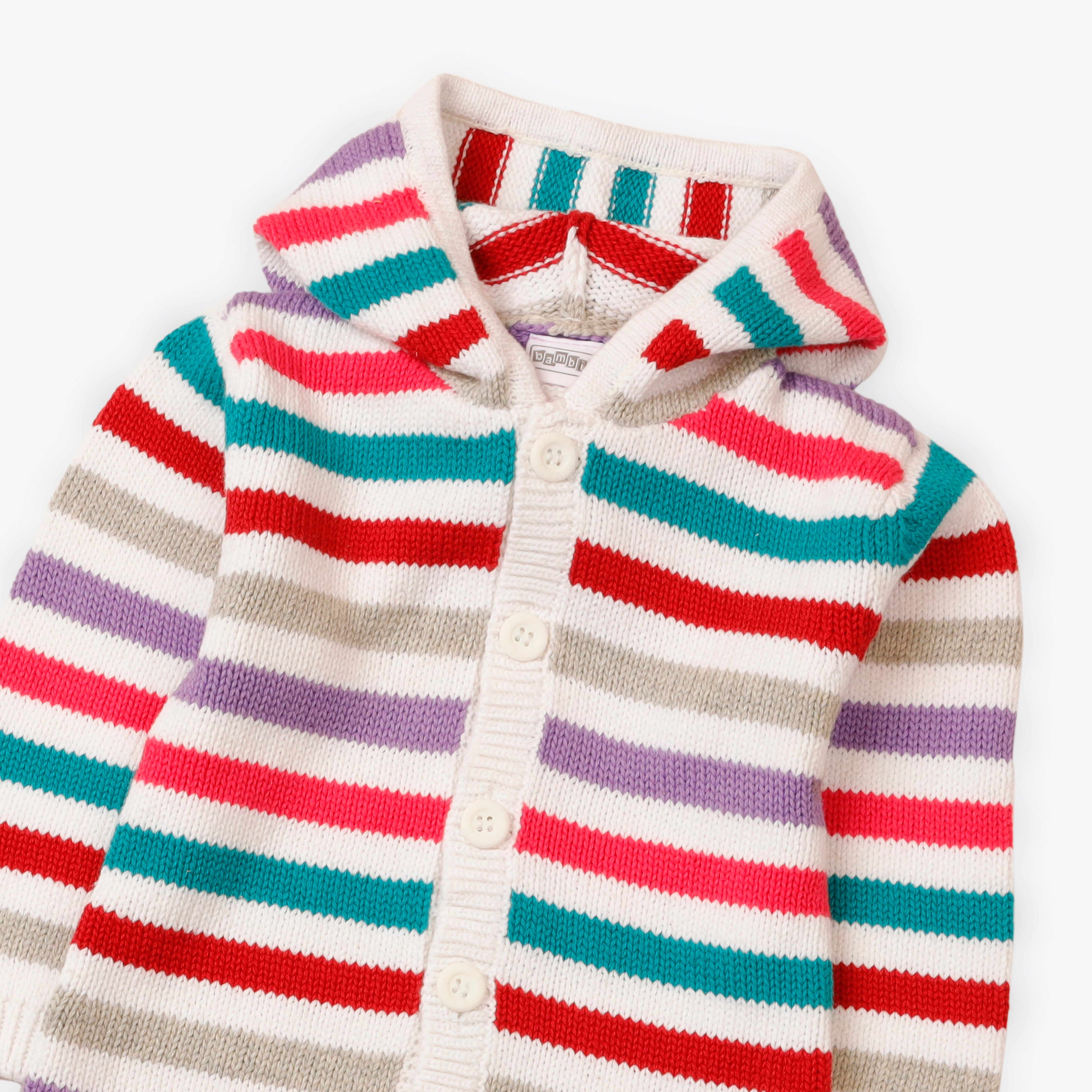 Romper Hooded with multi Stripes Infant