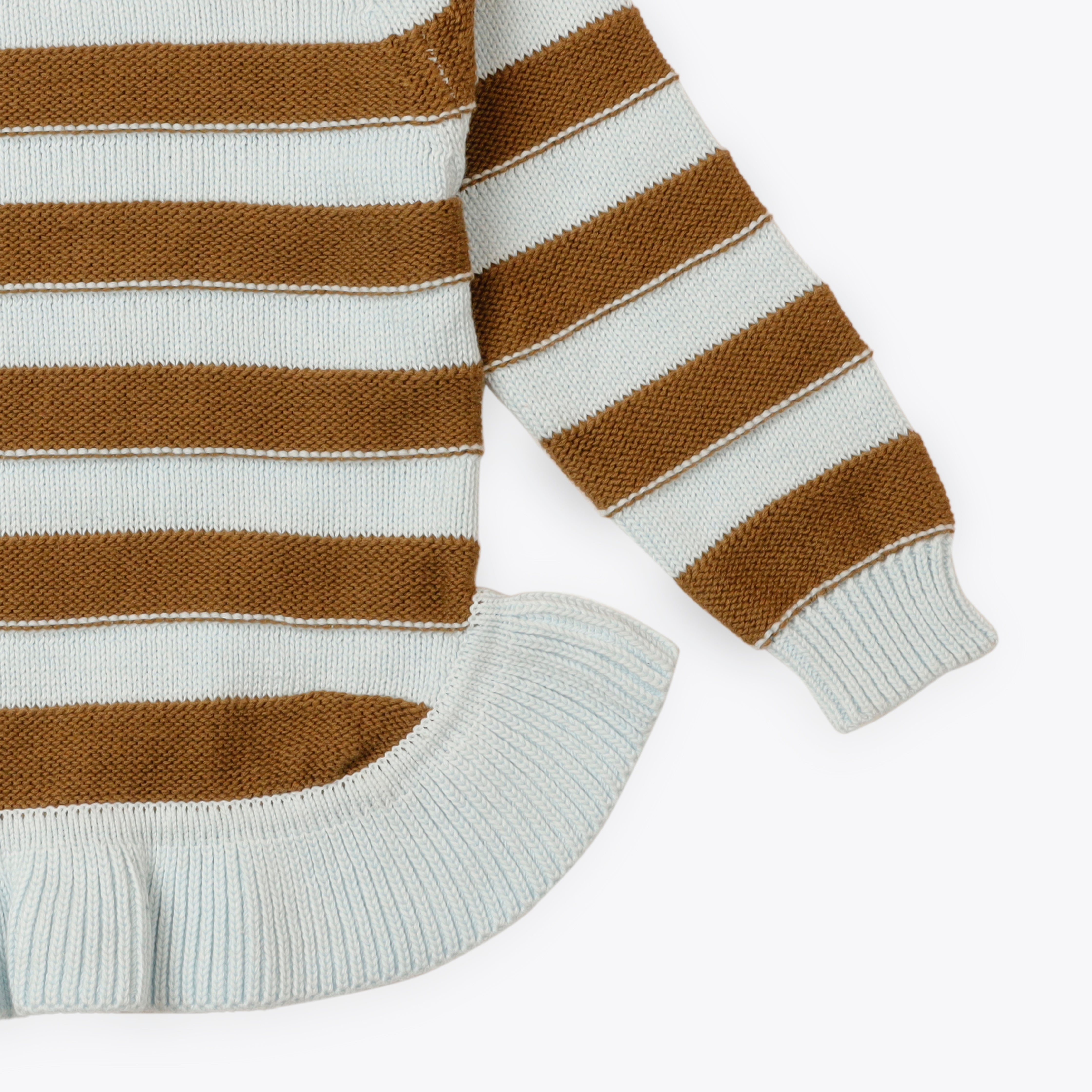 Sweater Round Neck Frill Bottom Brown Base Infant