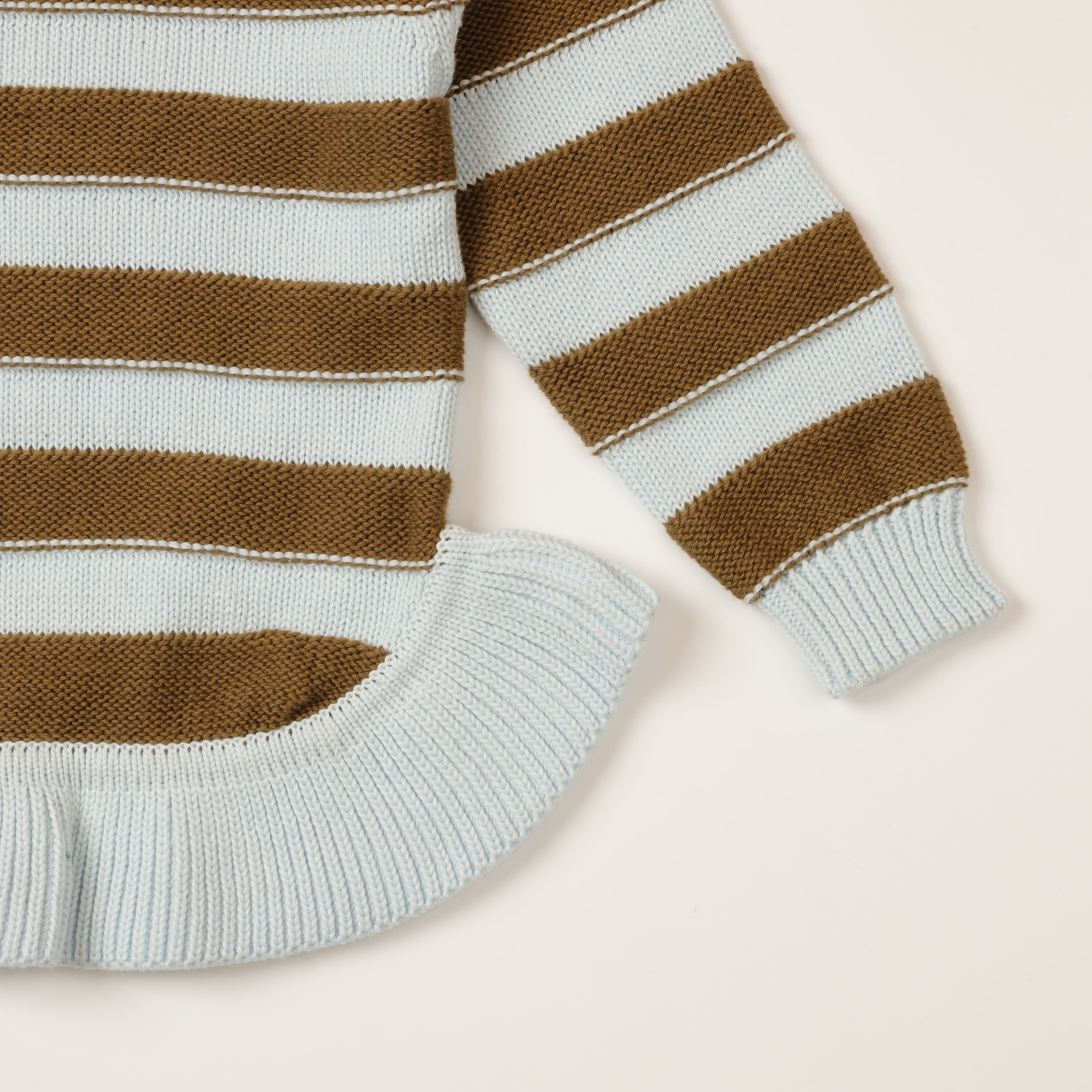 Sweater Round Neck Frill Bottom Brown Base Infant