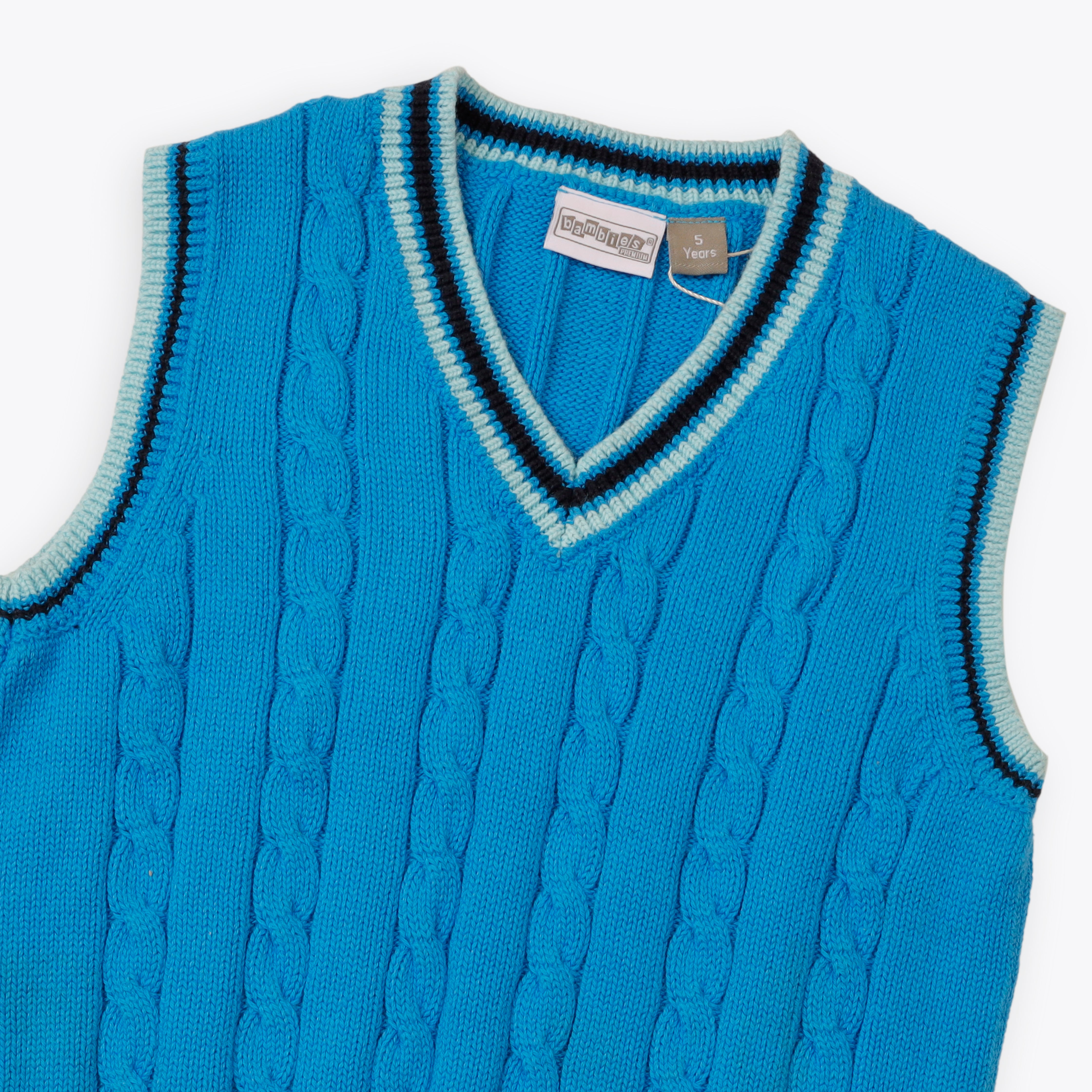 Bambies Sleeveless Knitted Blue Sweater