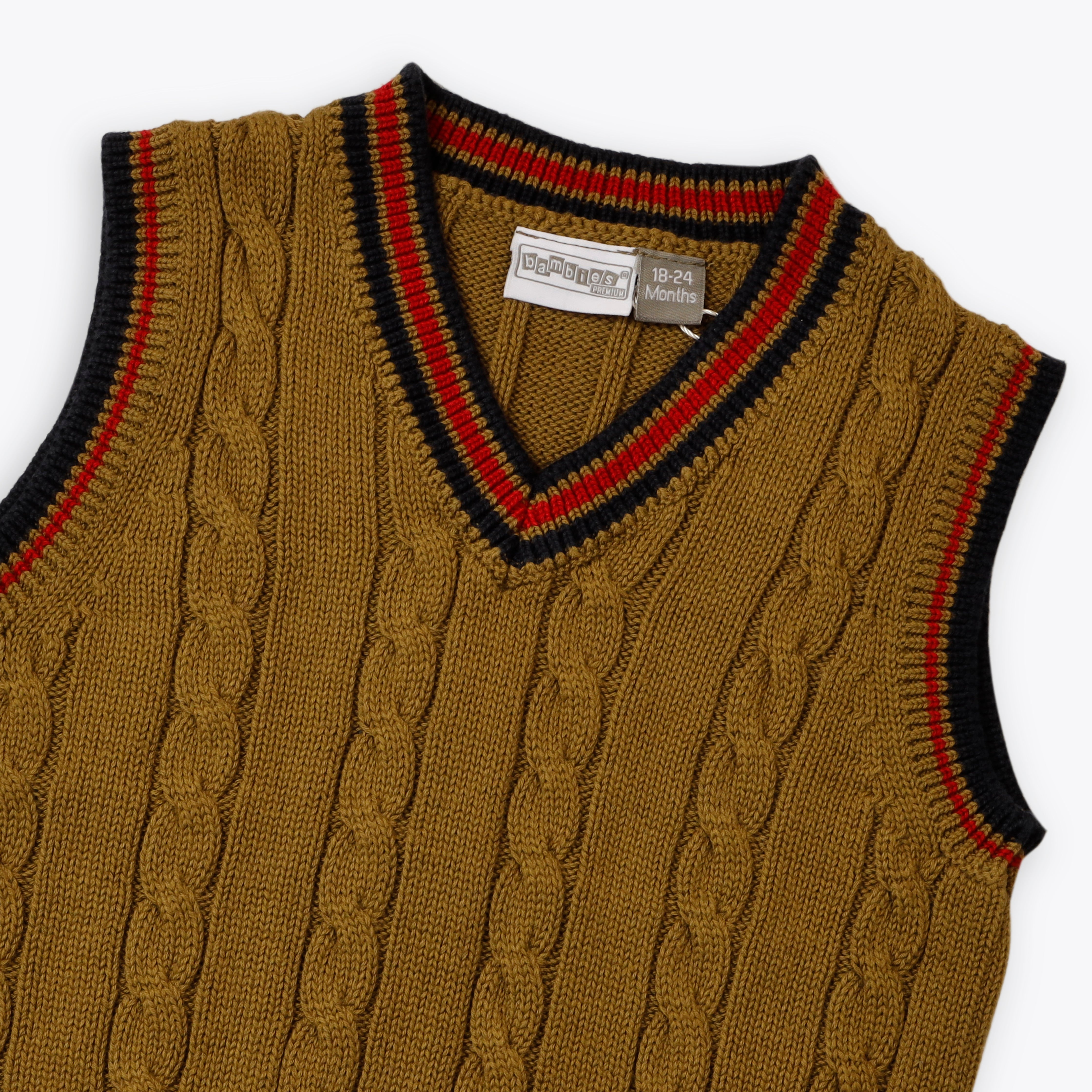 Bambies Sleeveless Knitted Brown Sweater