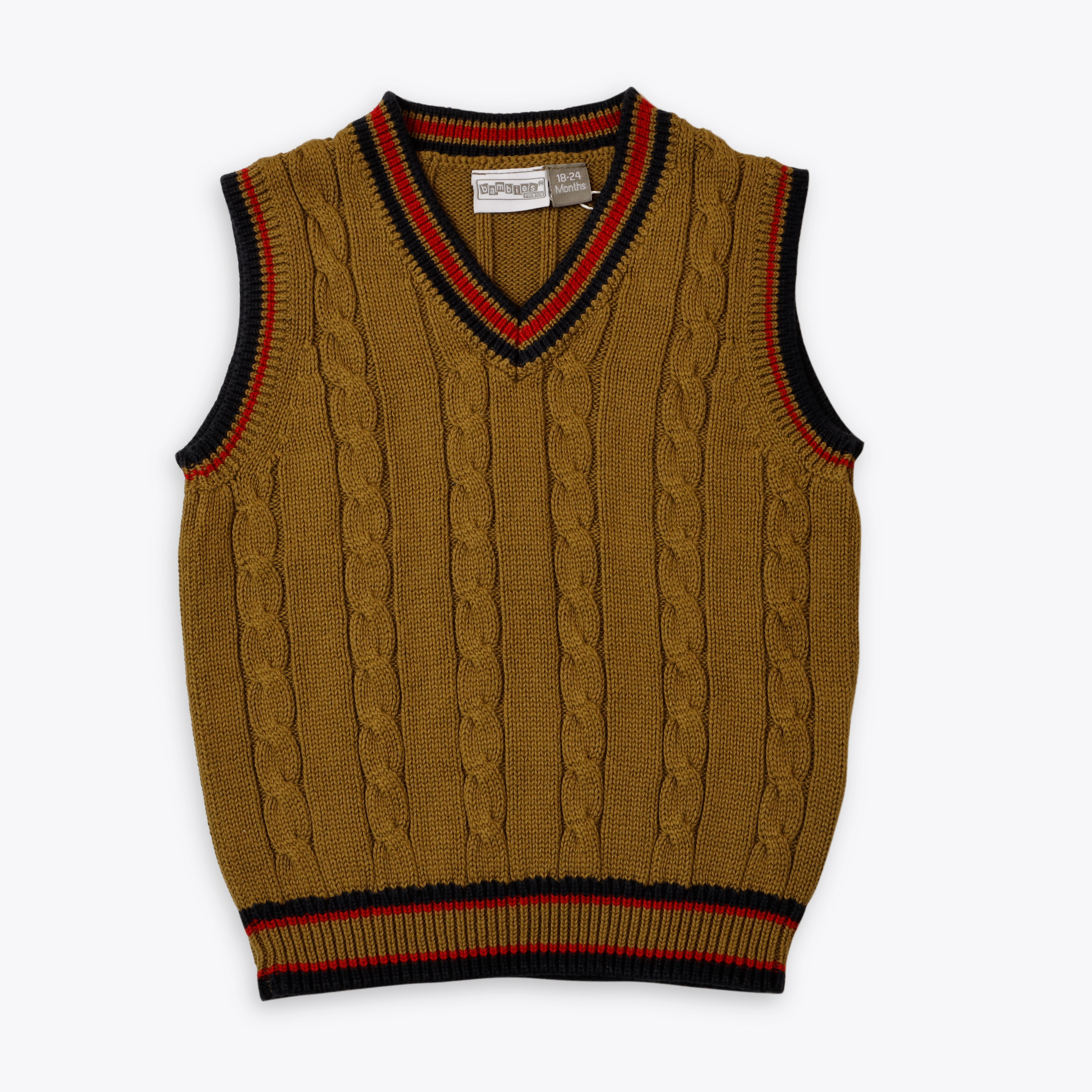 Bambies Sleeveless Knitted Brown Sweater