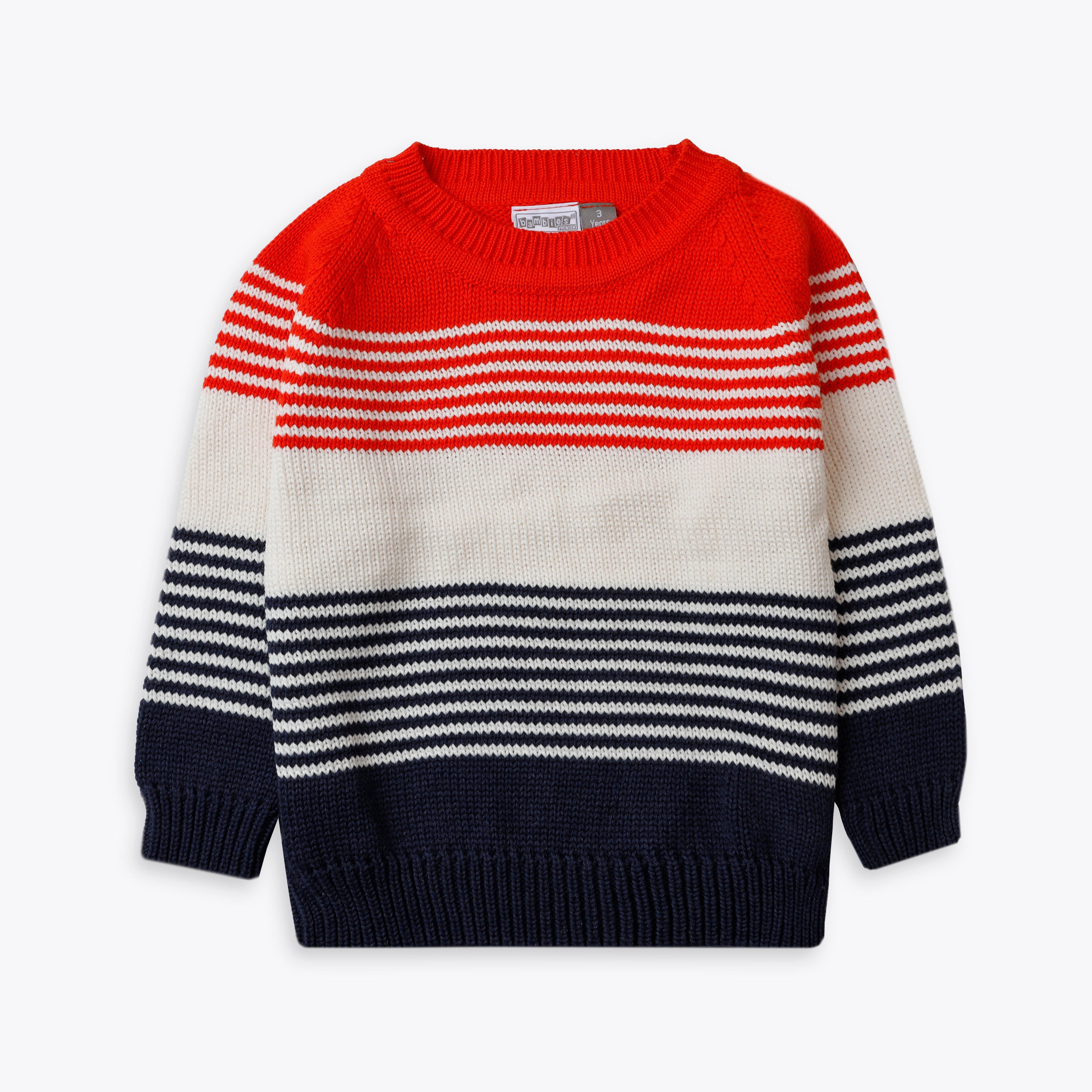 Sweater Round Neck Orange Navy White Toddler