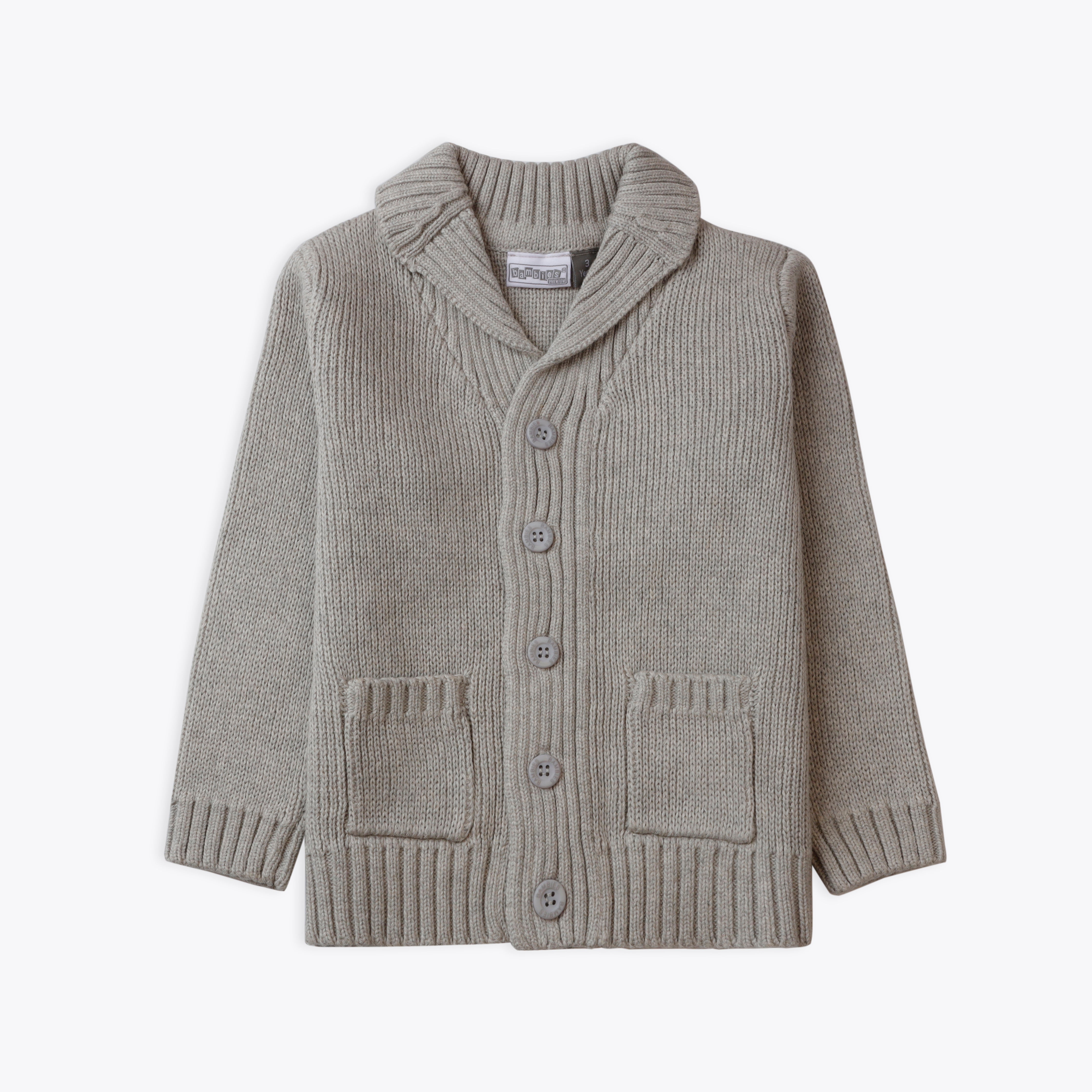 Grey Knit Cardigan with Pockets