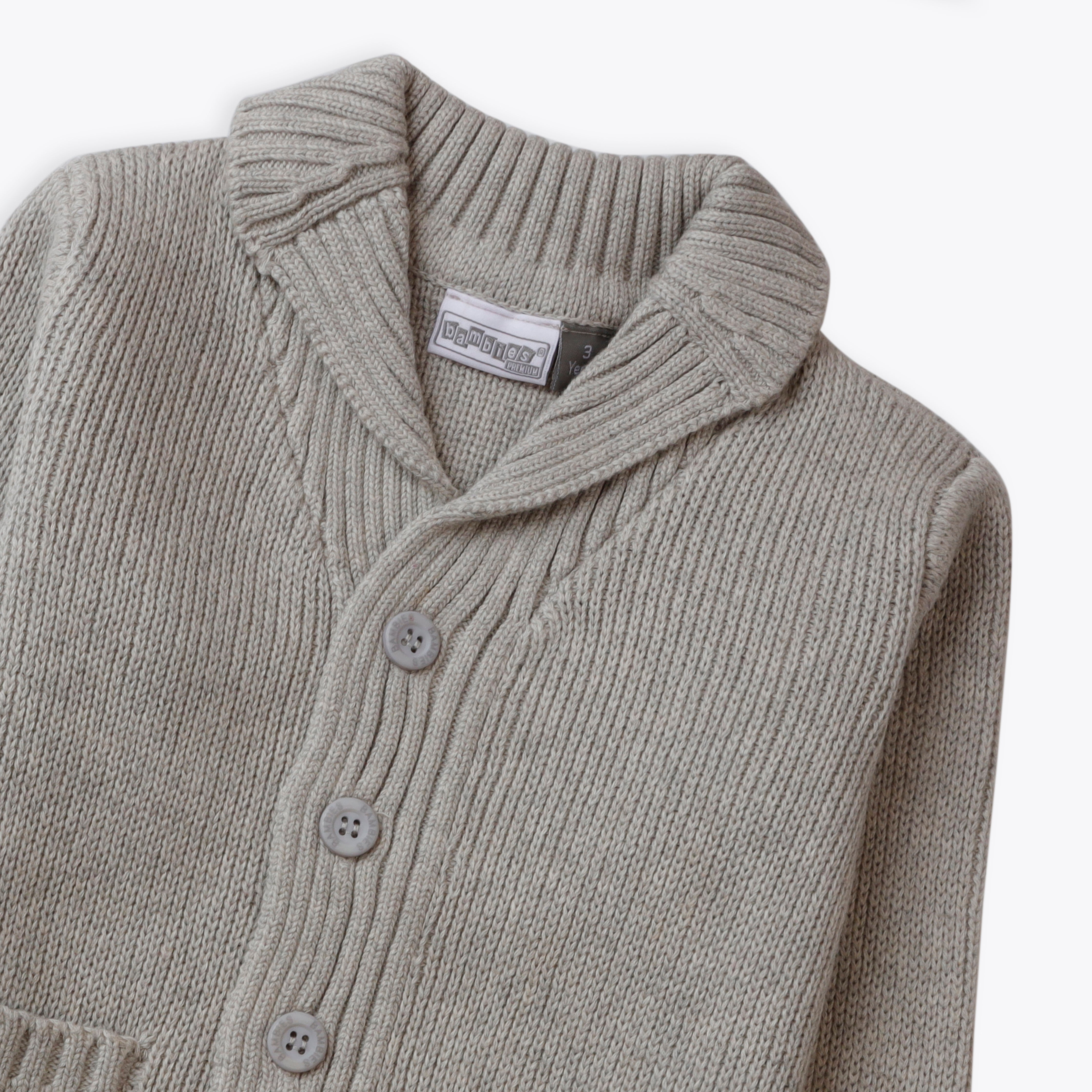 Grey Knit Cardigan with Pockets
