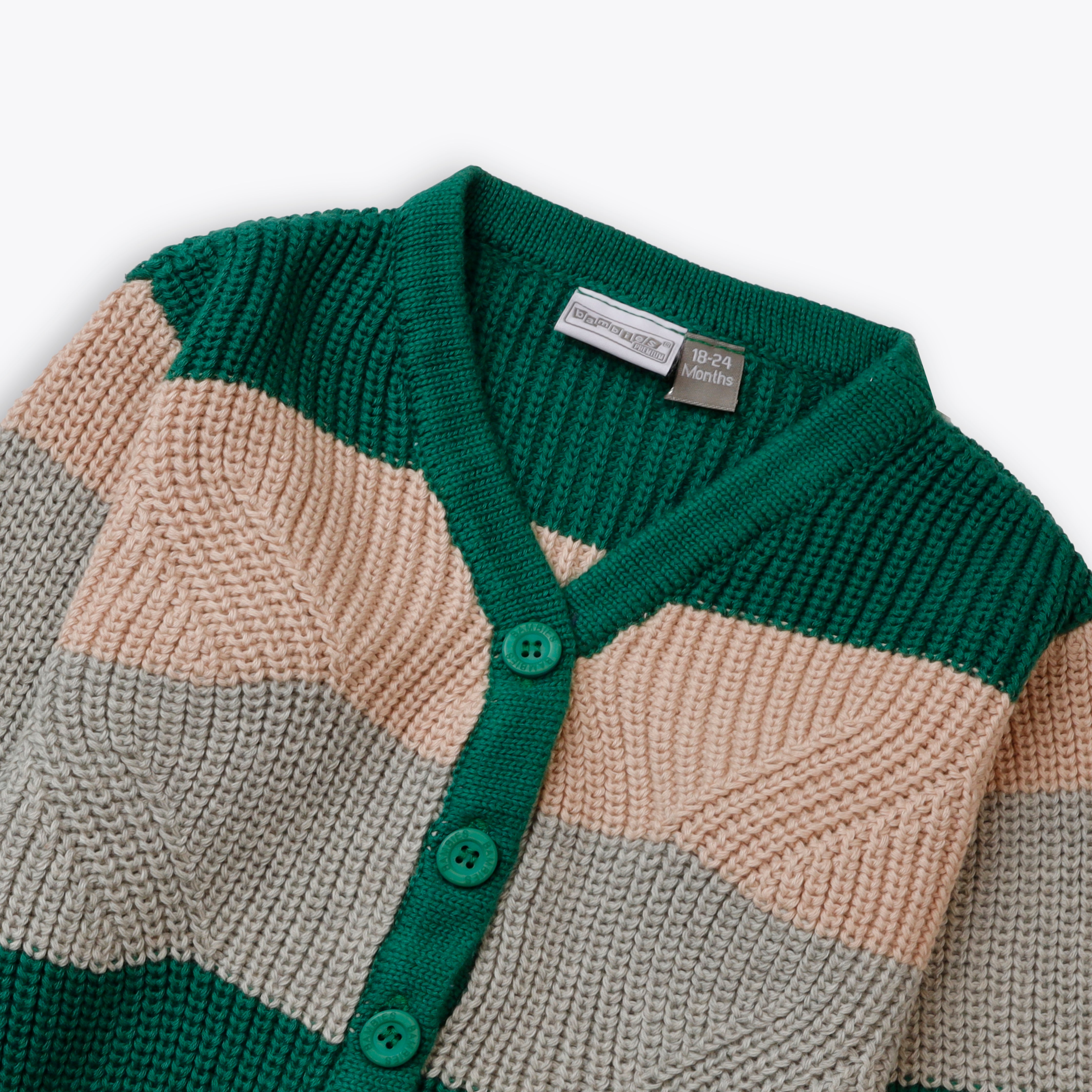 Sweater Button Down Stripes Green Toddler