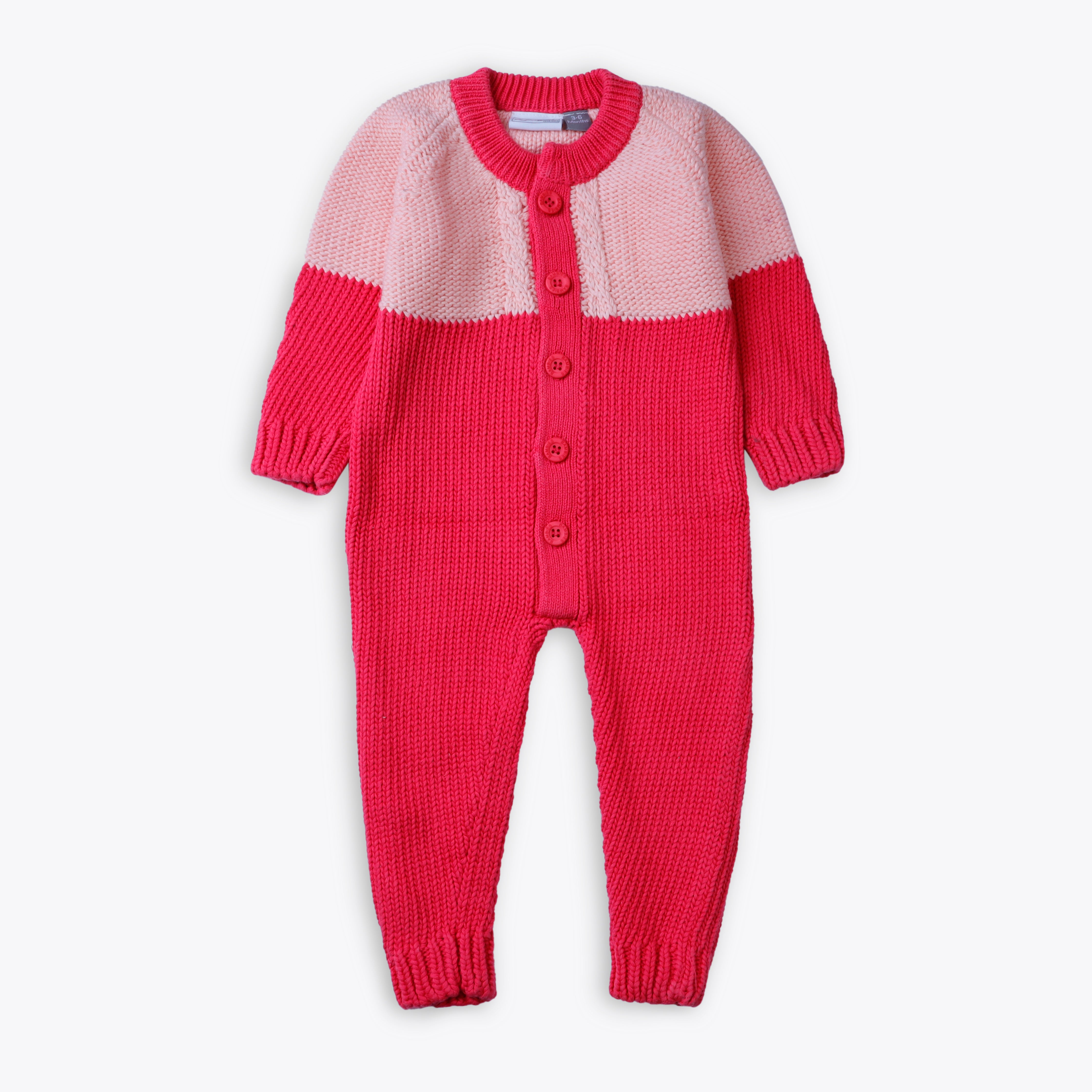 Bambies Baby Pink Colorblock Knit Romper