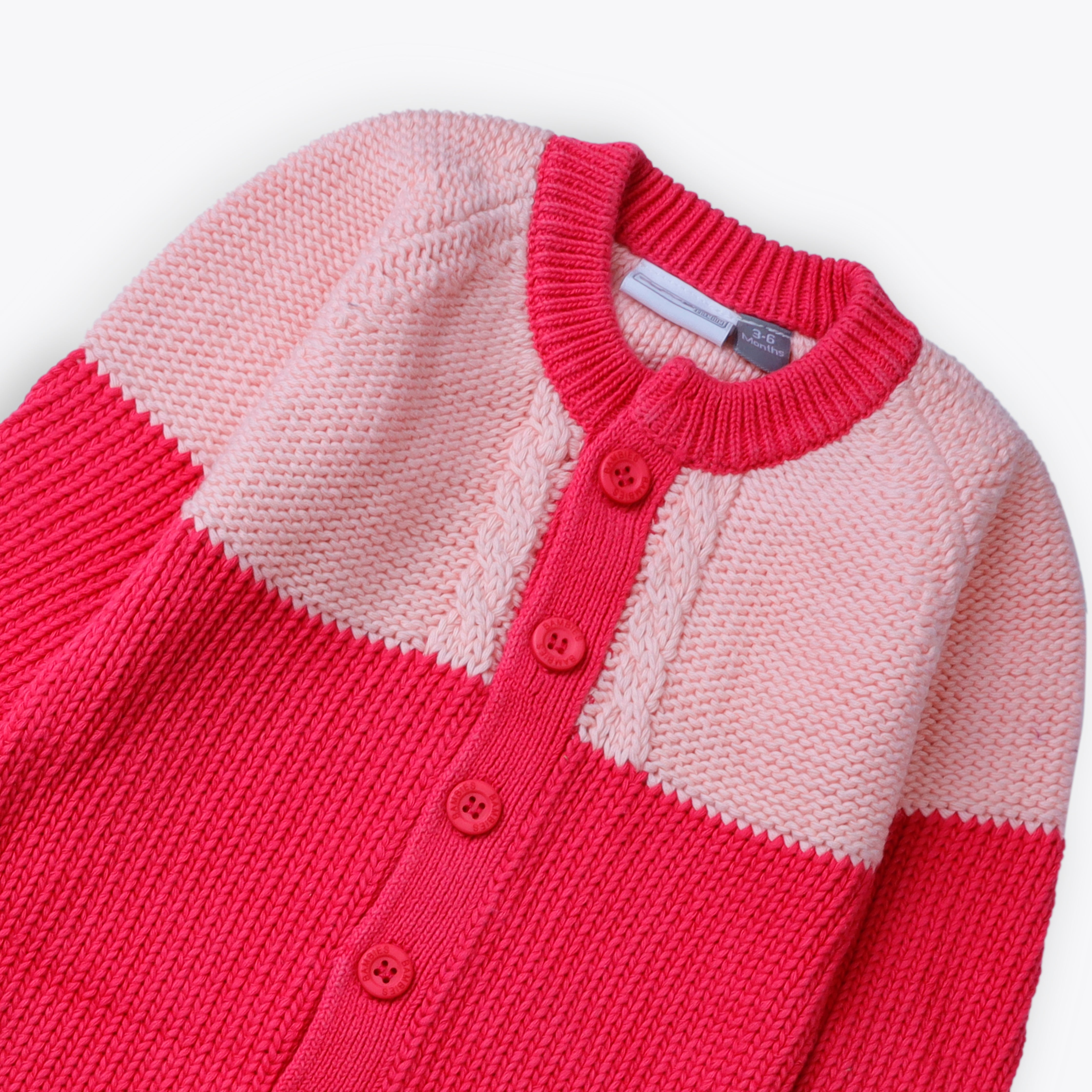 Bambies Baby Pink Colorblock Knit Romper