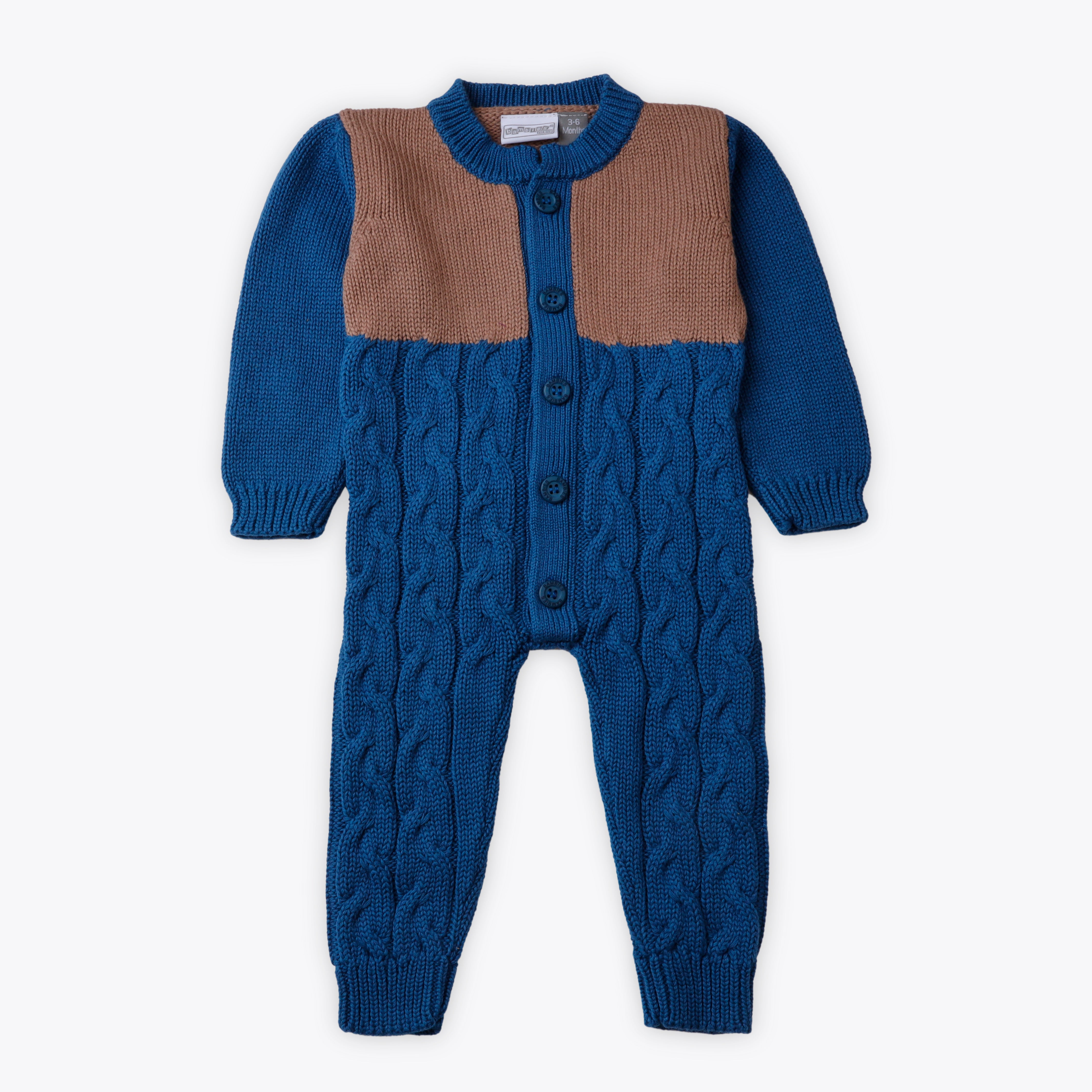 Bambies Royal Blue Colorblock Knit Romper