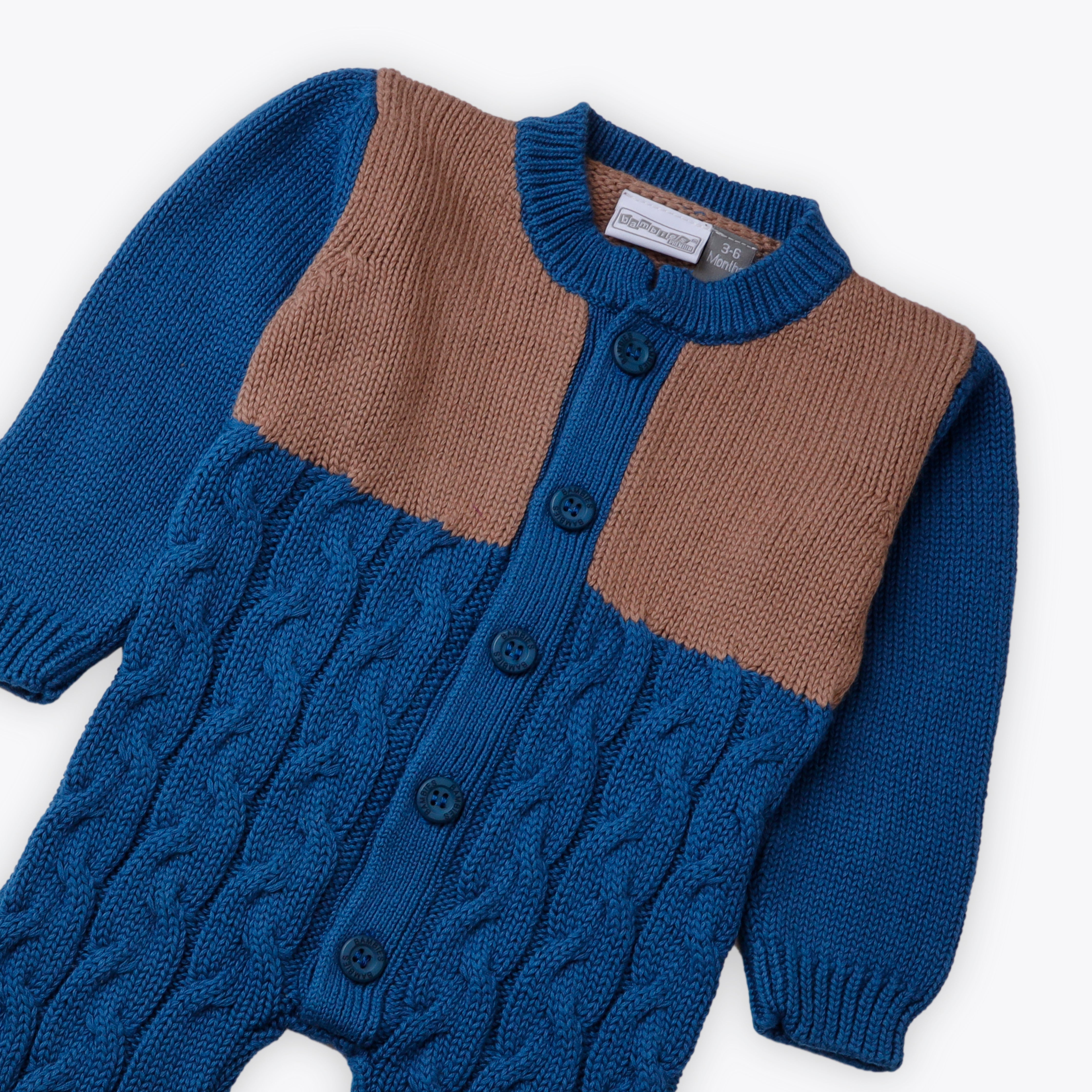 Bambies Royal Blue Colorblock Knit Romper