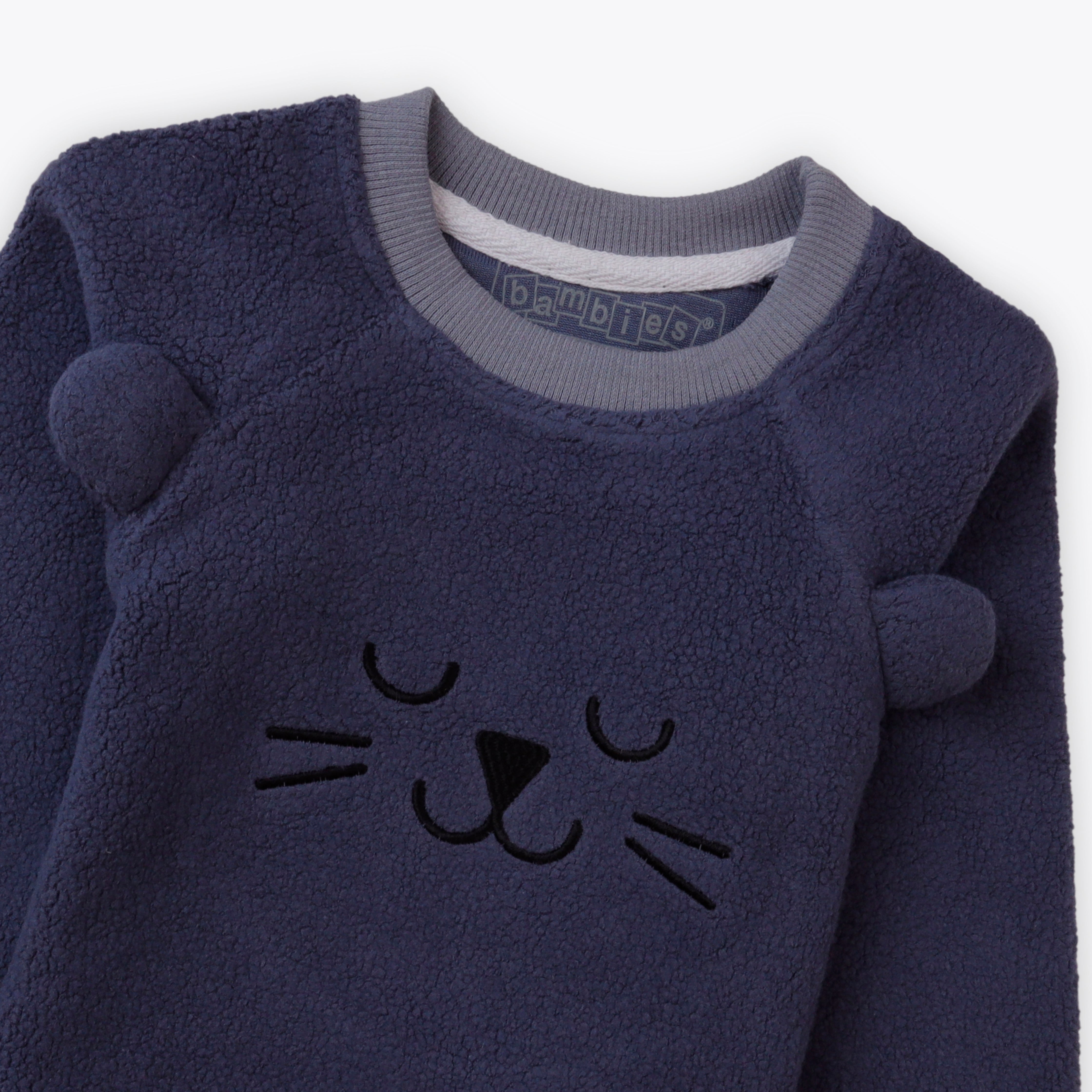 Sweatshirt Embroidery Face Dark Grey Infant