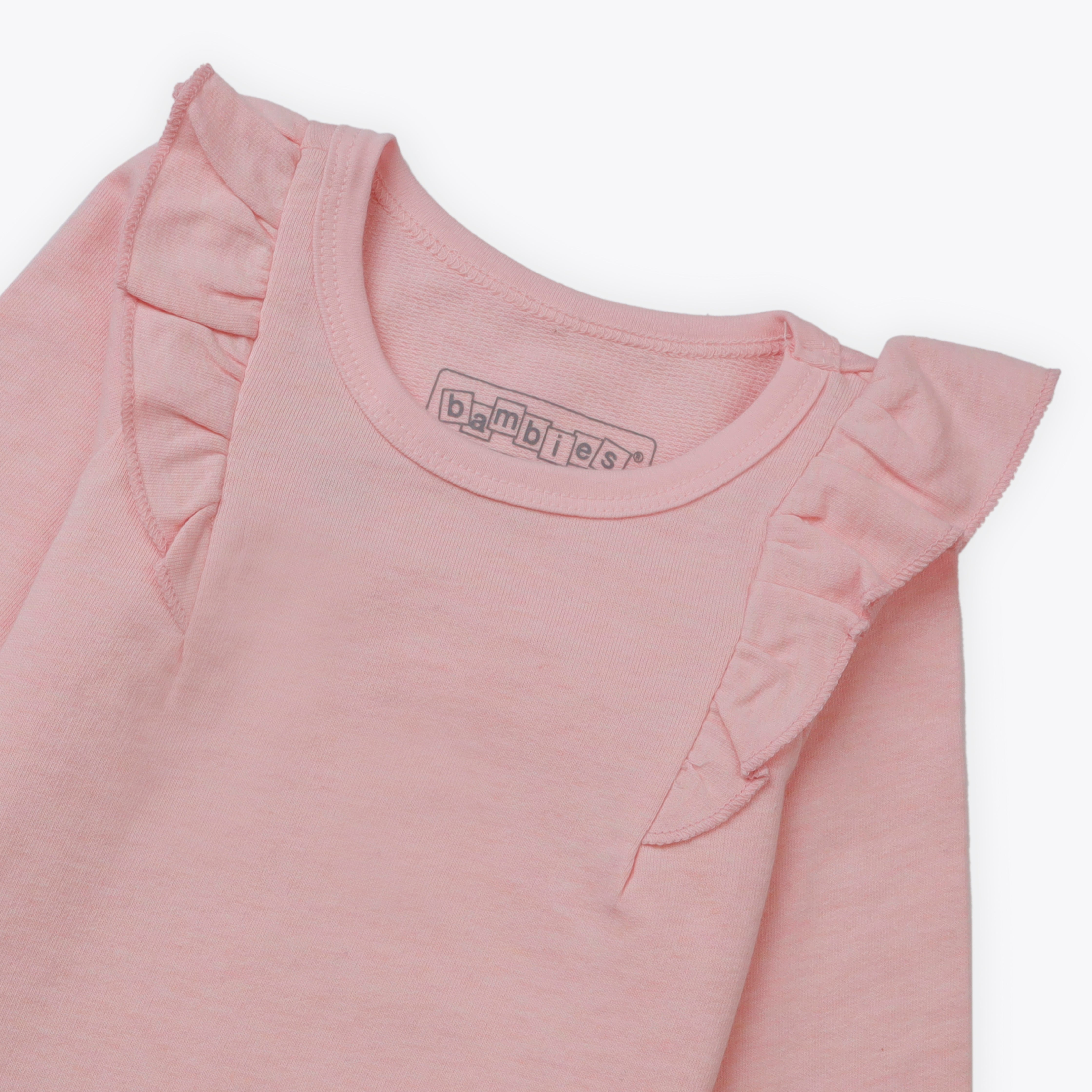 Sweatshirt Girls Frill Shoulder Pink Infant